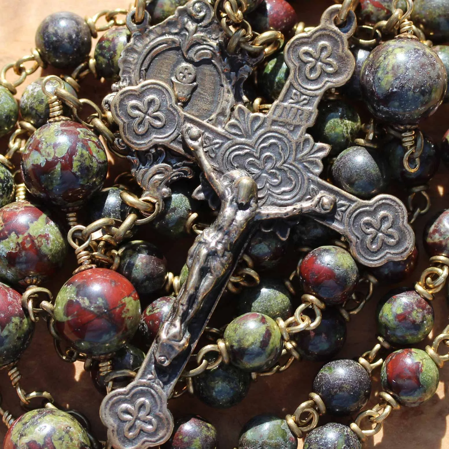 Eucharistic Dragons blood jasper Rosary