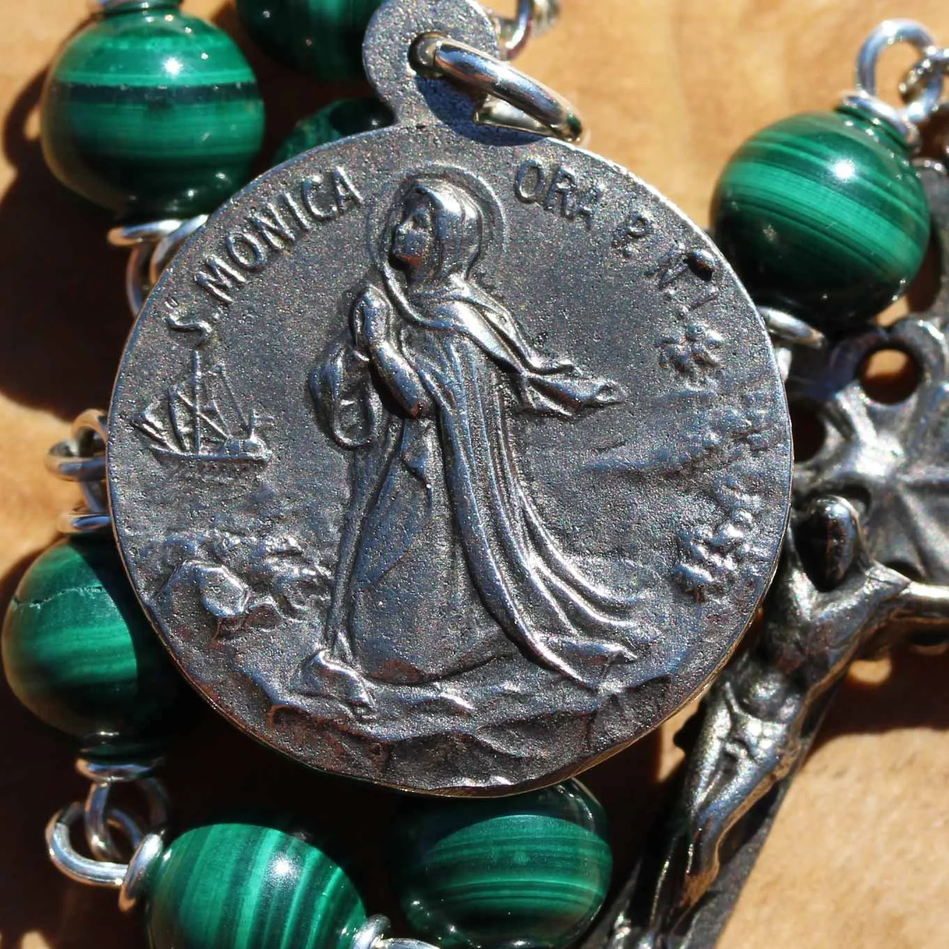 Sts. Monica and Augustine Chaplet in Malachite
