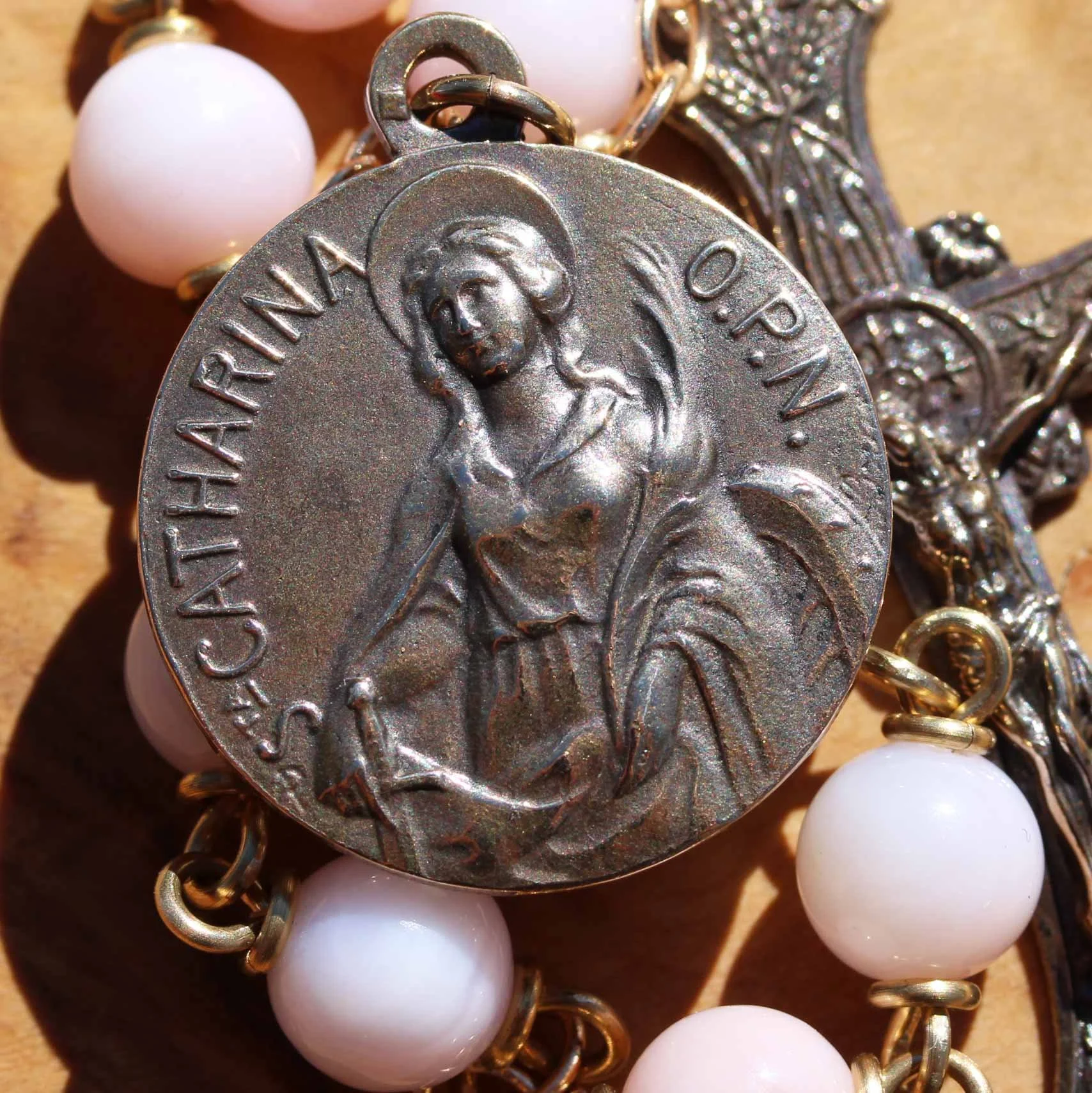 St. Catherine Chaplet in Pink Peruvian Opal