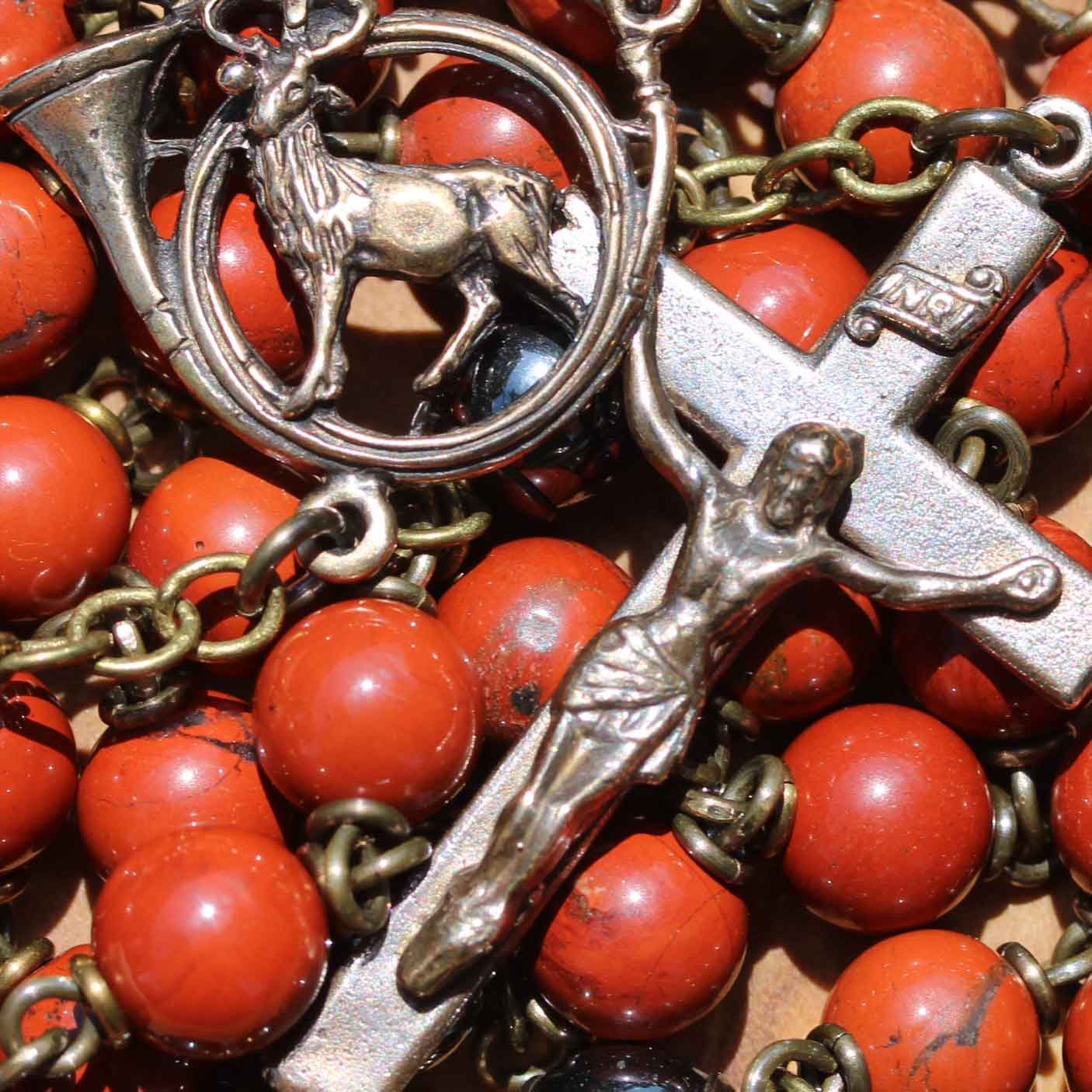 Saint Hubert Rosary in Red Jasper
