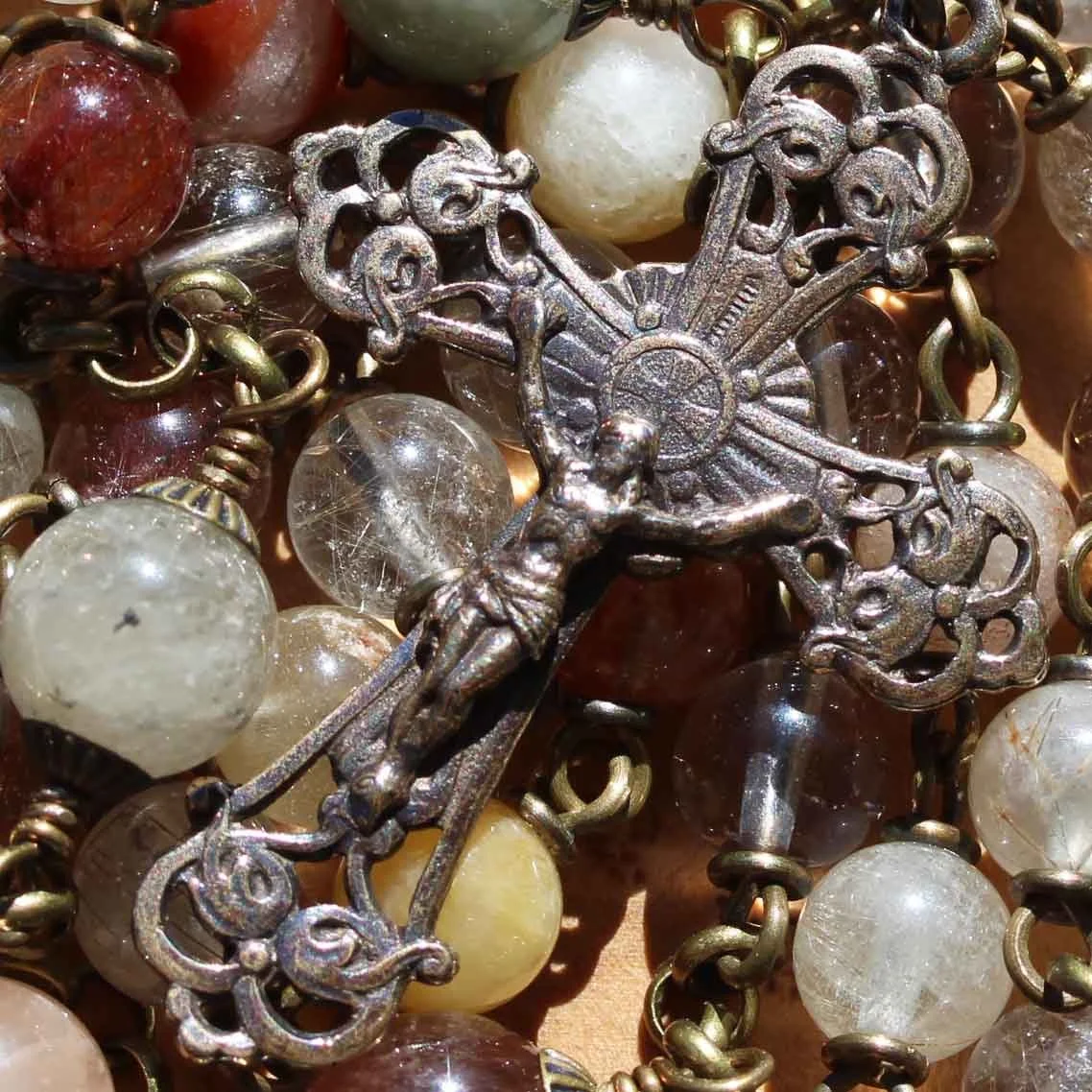 Mixed Rutilated Quartz Rosary
