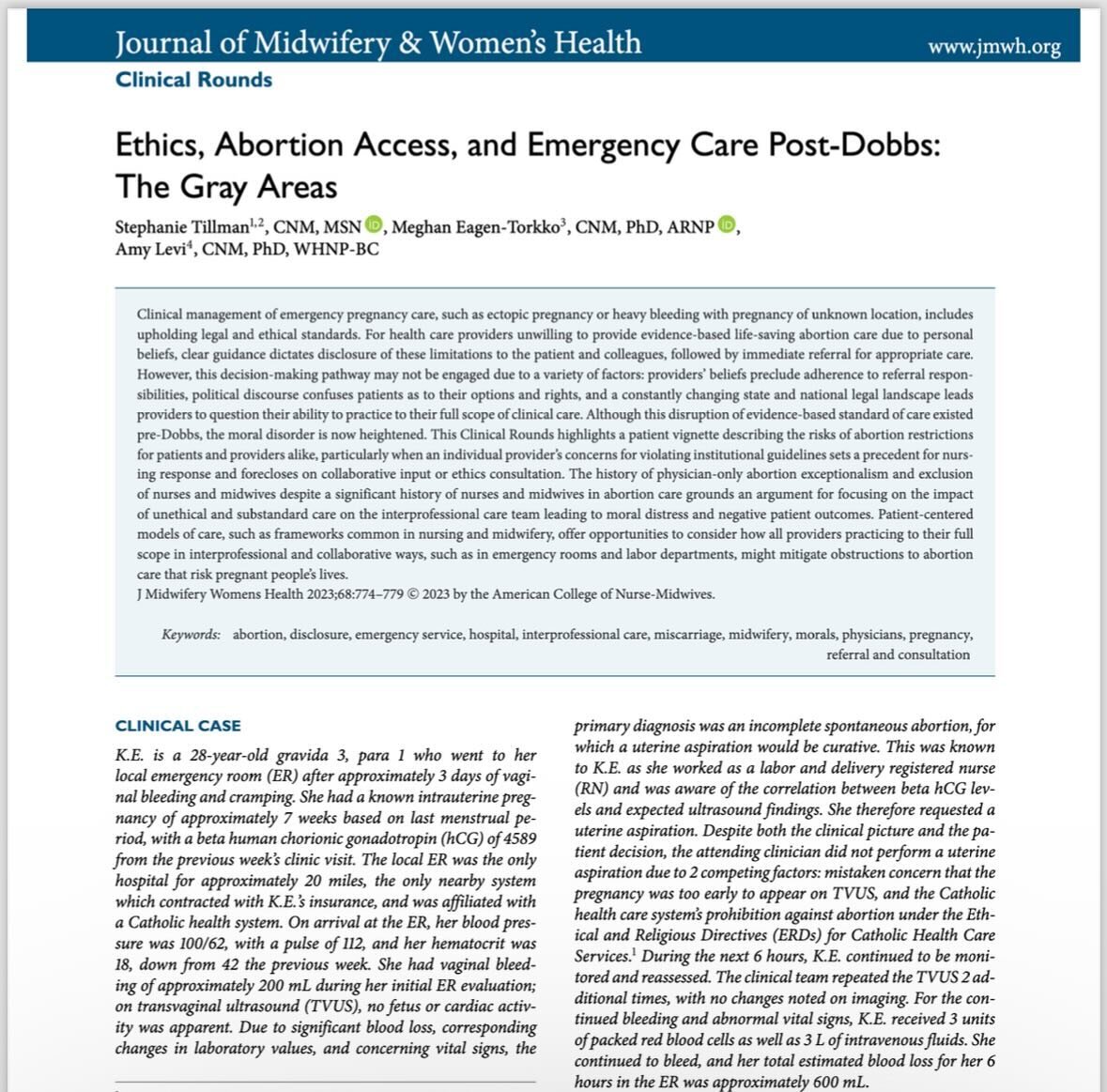 this very real clinical case happened well before Dobbs but is a testimony to today&rsquo;s ever-worsening harms and violence in current healthcare climates. a single unsure doctor and/or an intentionally restrictive institution bolstered by ignorant