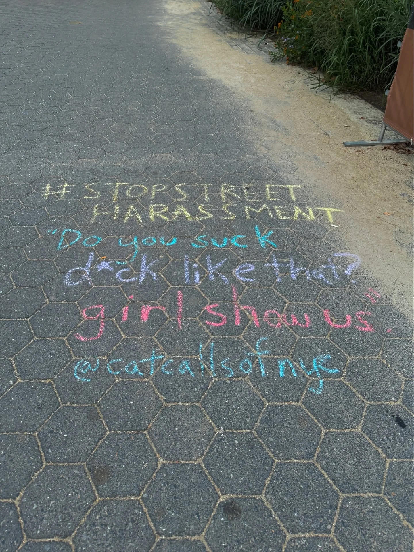 Catcalling happens everywhere. Follow @chalkbackorg to see more of the global chapters fighting harassment. 

Full story: &ldquo;i am indian and while visiting the statue of liberty i was having a popsicle and a 18-19 year old boy shouted out to me
&