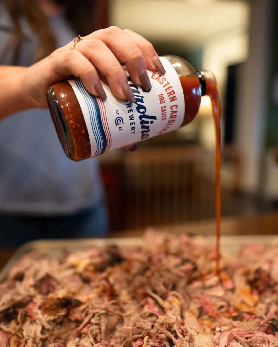 Add some Carolina Zing to your pulled pork!  Our Eastern Carolina BBQ Sauce is an ode to the traditional method of pit cooking in Eastern North Carolina. Apple cider vinegar is blended with chili peppers and spices to pack a flavorful punch

Pick up 