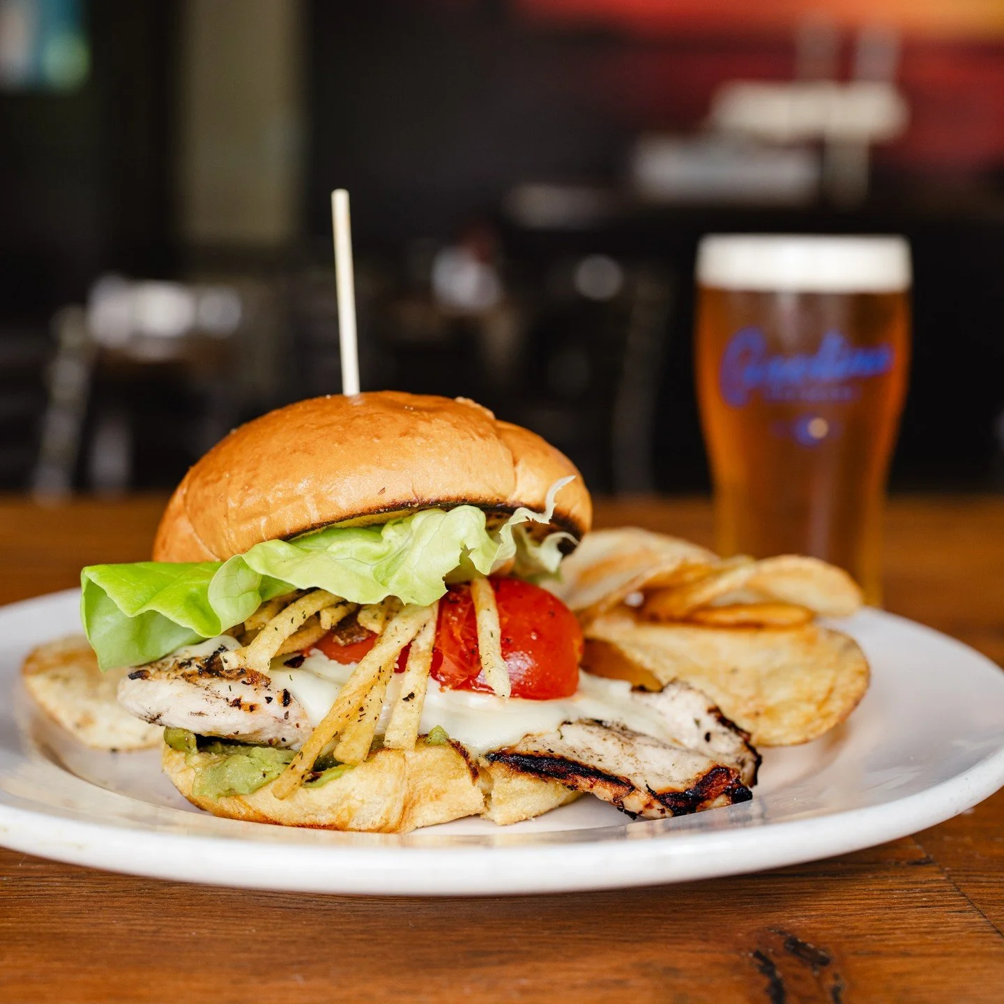 Our Ranchado Chicken Sandwich is any ranch lovers dream!
Grilled chicken breast is sprinkled with ranch seasoning and then topped with roasted tomatoes, avocado spread, butter lettuce, house pickles, swiss american cheese, and for a bit of crunch- r