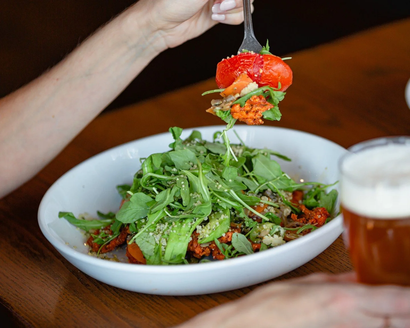 Kick off your 2026 health journey with healthy options like a Power Bowl. Packed full of seasonal vegetables, quinoa, arugula, roasted tomatoes, avocado, hemp seeds, and sweet potato fries topped with house made honey herb vinaigrette. 

Who's In?
.
