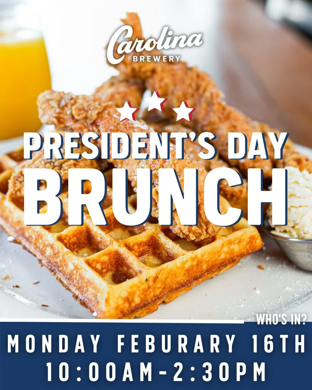 Cheers to not two but three days of brunch this weekend! 🍾

Join us for President's Day Brunch from 10 AM to 2:30 PM featuring all of your breakfast favorites and of course- $2 Mimosas, $5 Bloody Marys, and $10 Mason Jar Mimosas.  Who's In?
.
.
.
#b