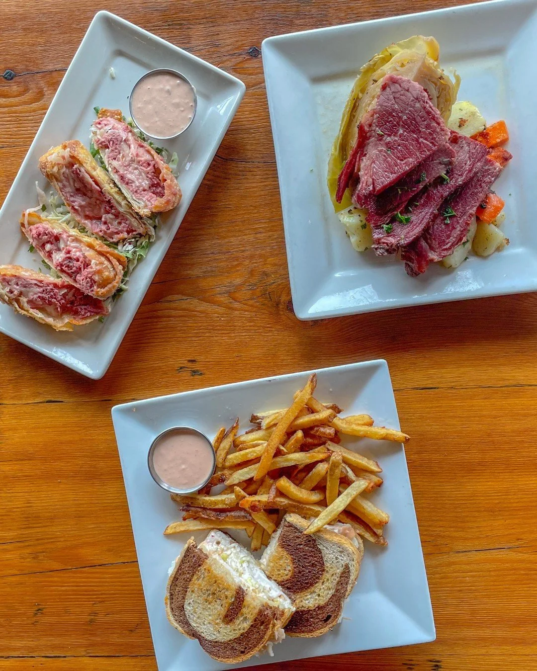 Turkey Rachel, Rueben Eggrolls, Corned Beef and Cabbage, and of course, Shamrock Ale. 

Celebrate St. Patrick's Day with our delicious March Specials. 
Who's In? 
.
.
.
#carolinabrewery #whosin #ncbeer #yum #food #firstinflavor #brewery #yummy #eaaat