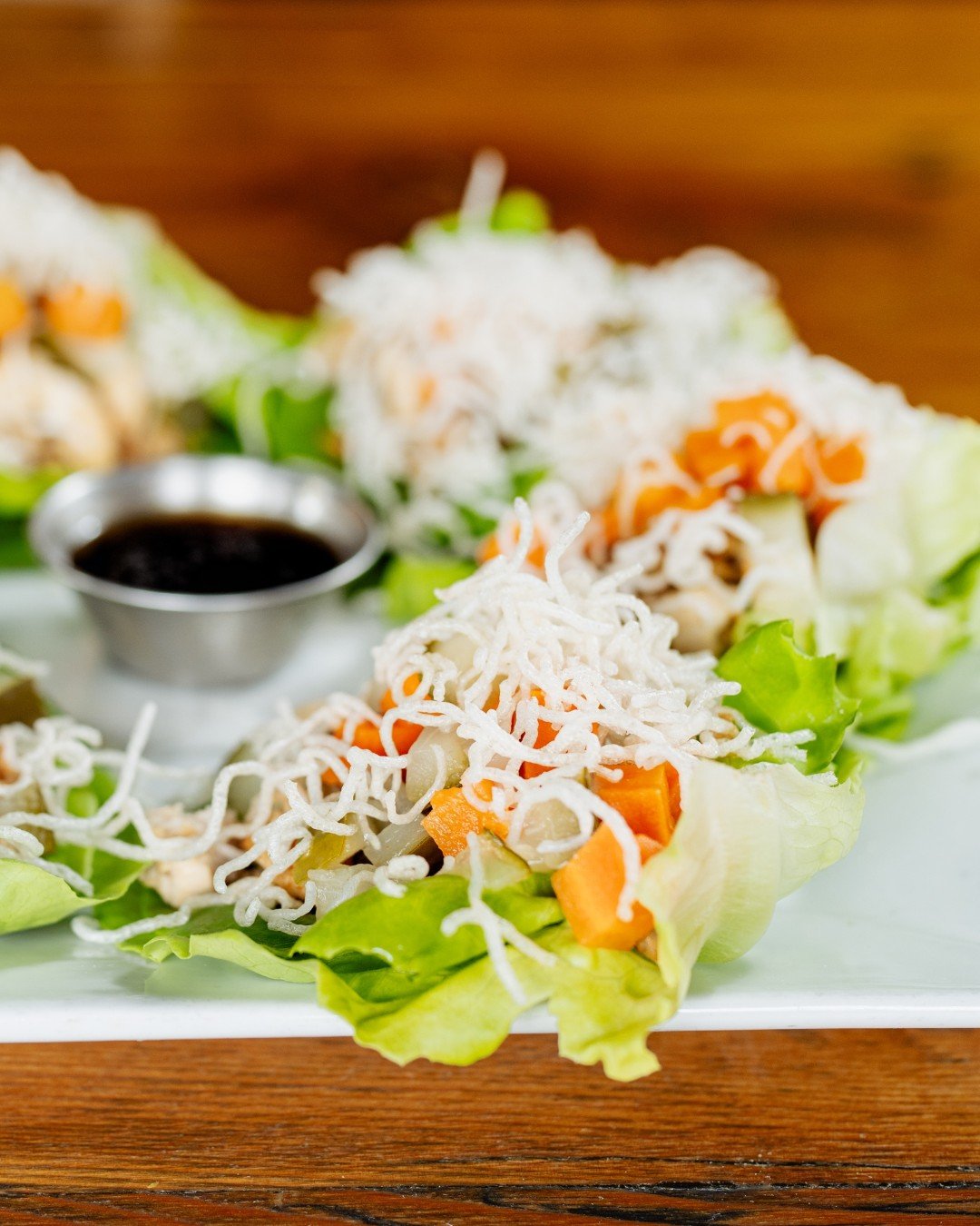 Looking for something light and delicious for lunch today? Look no further!

Our new Chicken Lettuce Wraps combine chicken, carrots, cucumbers, water chestnuts, and green onions in bib lettuce cups. Topped with crispy rice sticks for the perfect crun