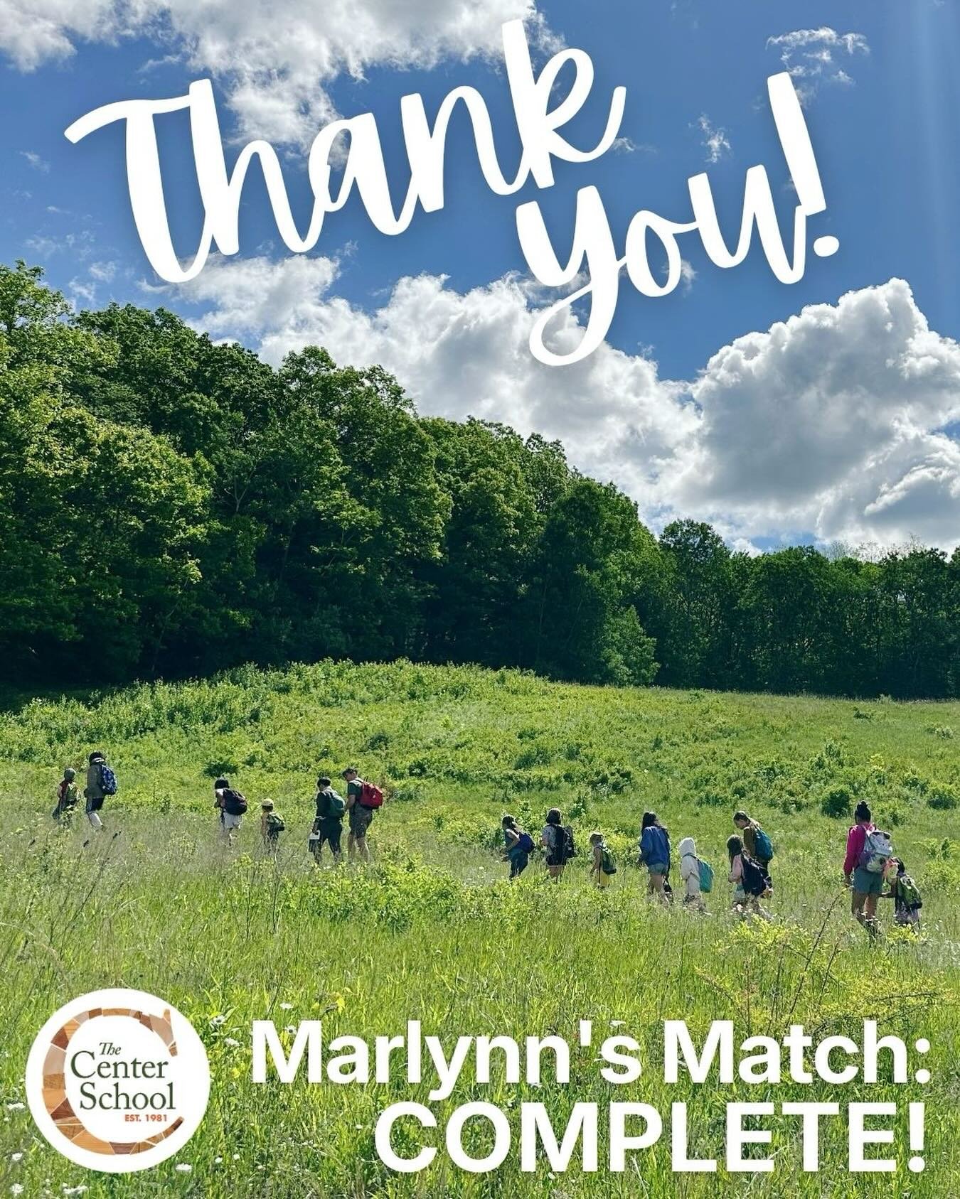 We didn't just meet the goal -- we surpassed it 🎉 Over 50 donors. Over $25,000 raised. Marlynn's challenge: complete. Thank you Center School Community 💛