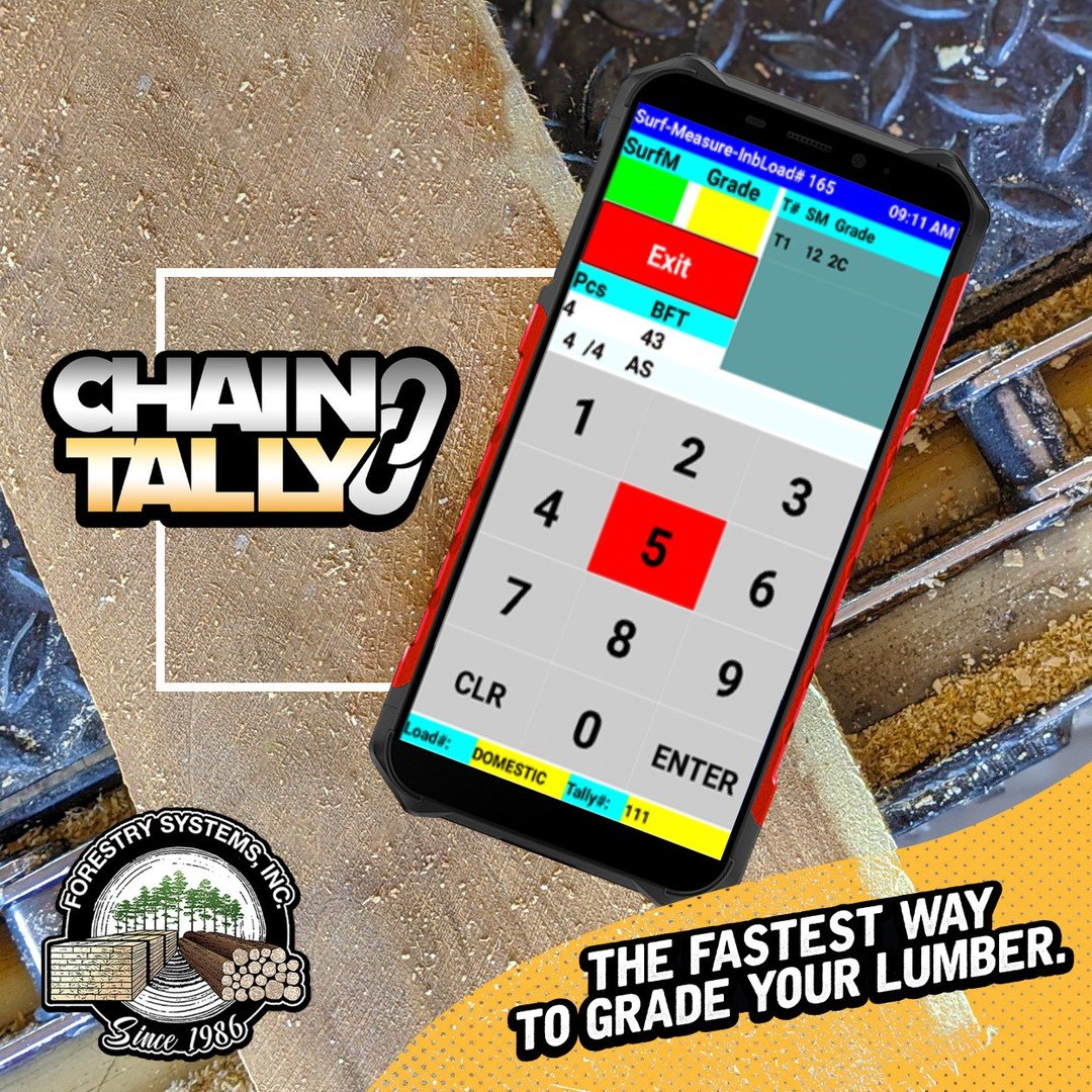 The entire industry agrees - The Chain Tally&trade; is the fastest way to grade your Green Lumber! No other handheld program does the job better. Contact us today to learn more!

800-868-2559 &bull; Sales@ForestrySystems.com &bull; www.ForestrySystem