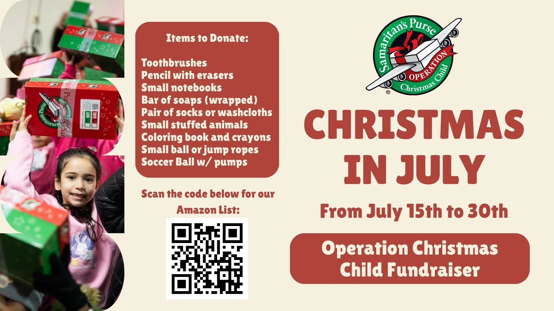Christmas In July: Operation Christmas Child Fundraiser