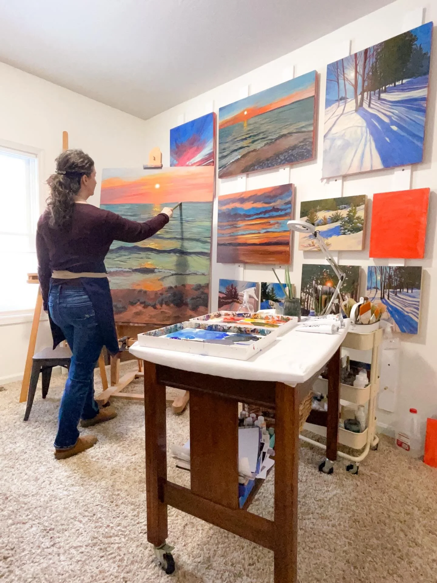 I am so thankful for the little spare room I have to create in. So much growth has happened there, but I do dream of a larger studio. Some place to invite collectors and students, and fellow artists. A place where I can have more space to stretch out