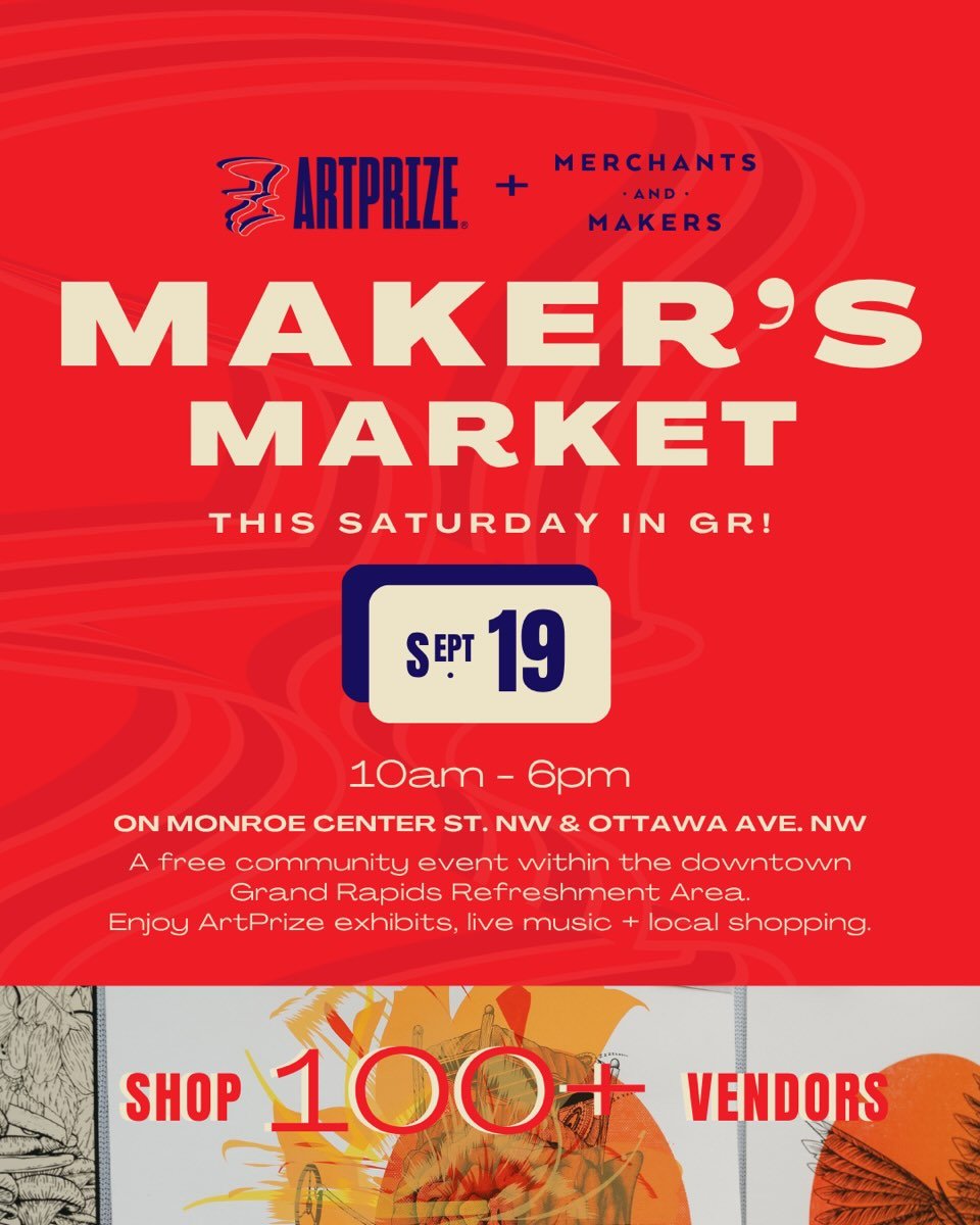 GRAND RAPIDS PEEPS! Come see me and @josephinetheprintmaker at the Merchants and Makers ArtPrize Maker&rsquo;s Market this Saturday! I&rsquo;m bringing lots of print goods and some originals. I can not wait to see you!!!