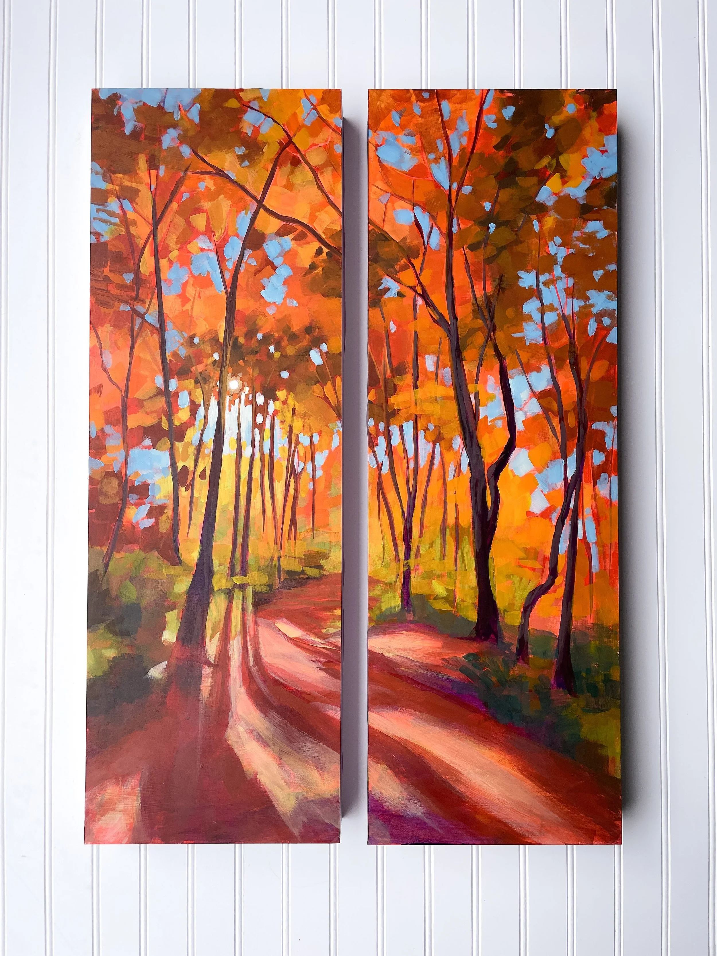 🔴 Sold! I always love getting texts from @somebodys_gallery ! Julie&rsquo;s latest text was to let me know she found a home for this diptych, &ldquo;Autumn Light&rdquo;. Thanks Julie and Hannah for showcasing my work in your beautiful gallery.