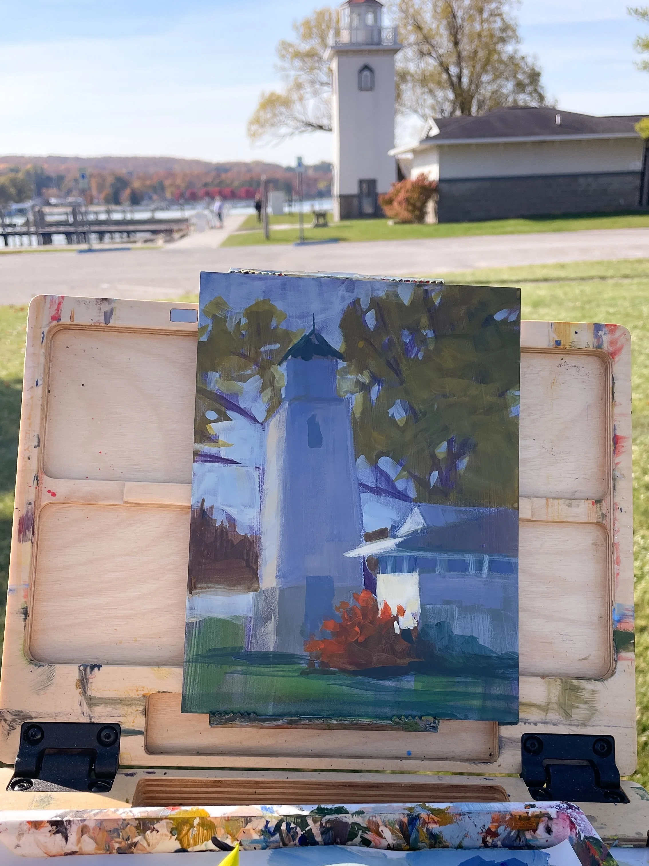I&rsquo;m so glad I took the time to learn from another artist over the weekend. I thoroughly enjoying taking Mark Mehaffey&rsquo;s plein air class @boyne_arts_center ! I learned so much about seeing paintings whoever I go and finding the thing in th