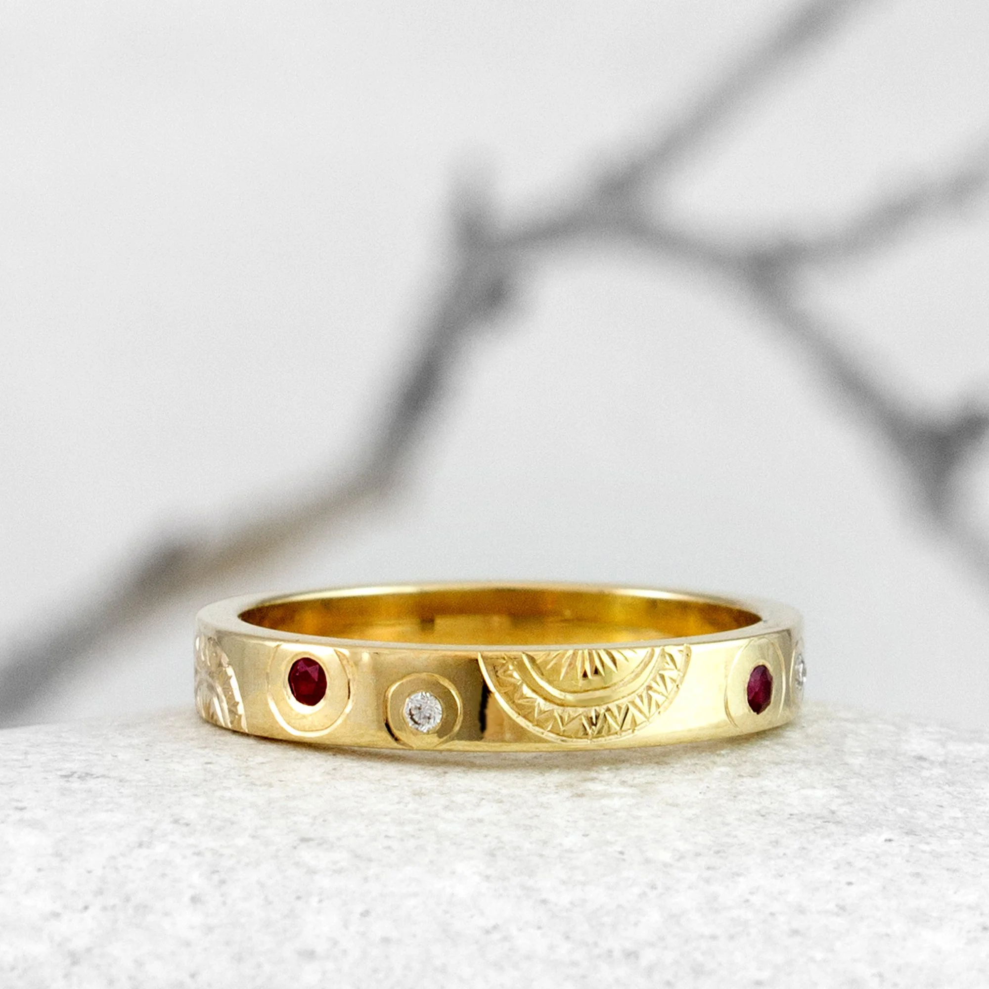 Rose Gold Engraved Ring Hudson Rose Gold Engraved Ring The Cora