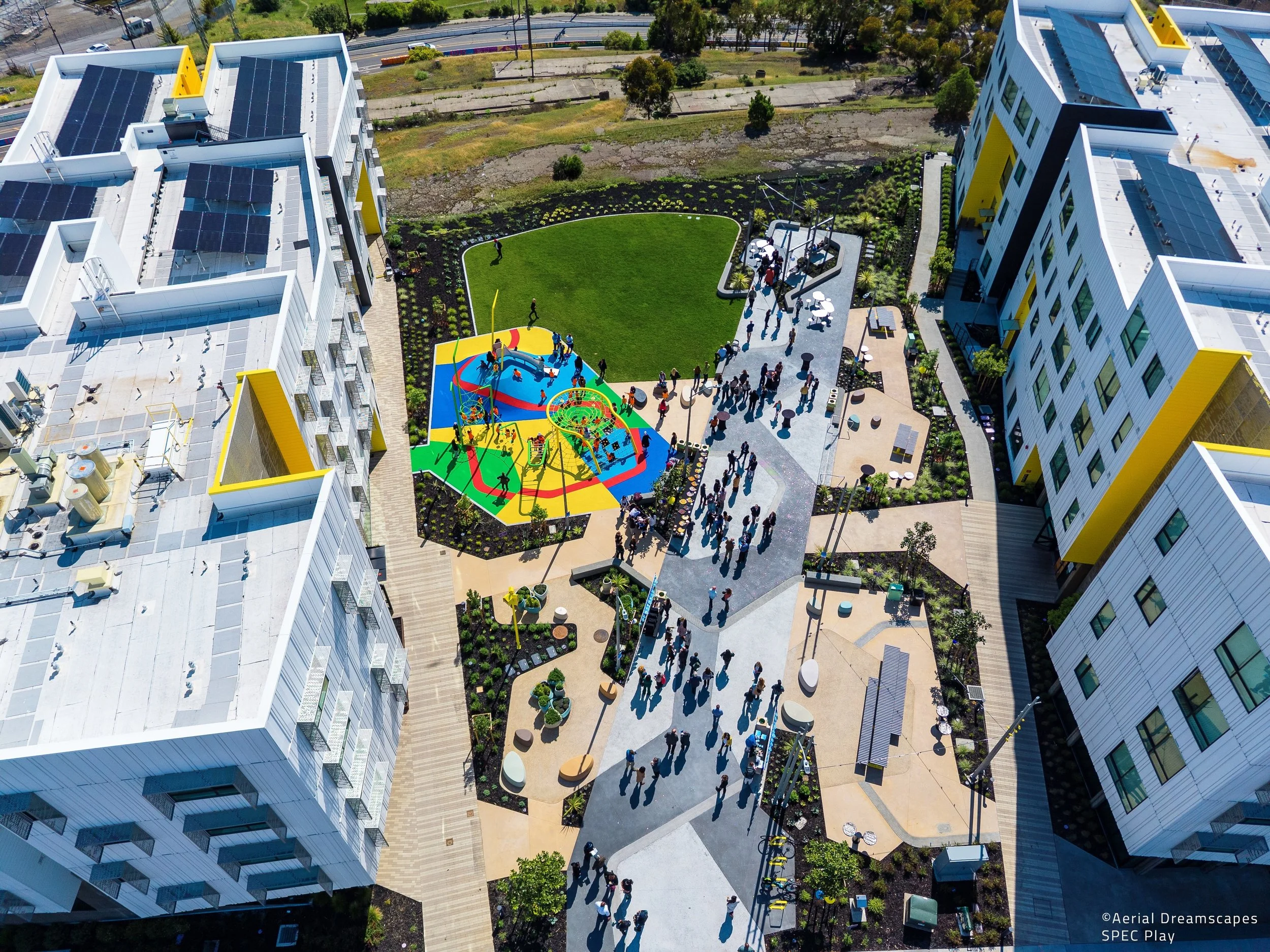 Hunters View Park is open for play!

Once temporary housing for workers at the Hunters Point Naval Shipyard, Hunters View had fallen into severe disrepair by the early 2000s. Today, it has been transformed into a vibrant mixed-income community with n