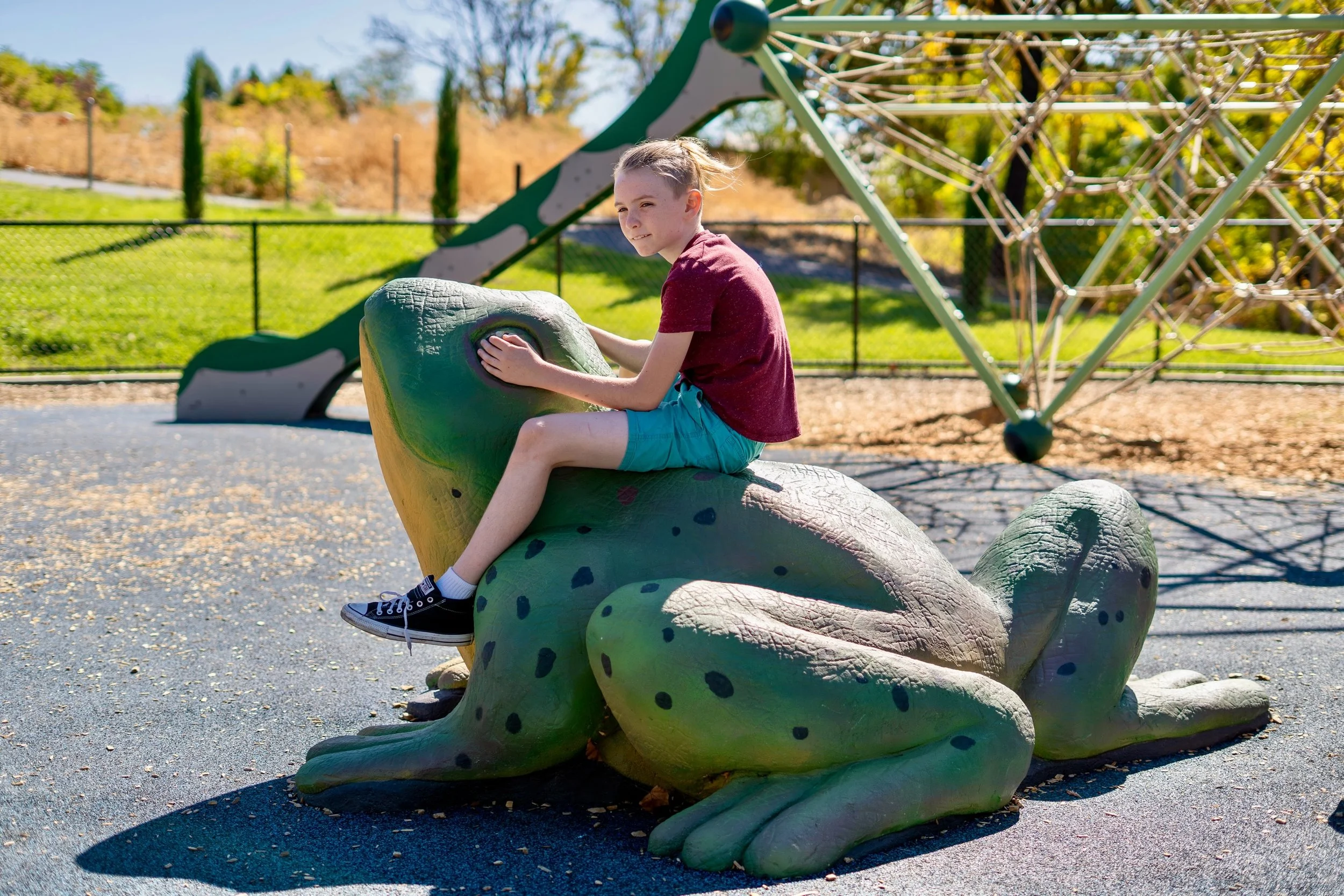 ☀️ Summer spotlight: Utica Park in Angels Camp!

This accessible playground has a play feature for everyone, musical instruments by Percussion Play, a climbing structure &amp; slide from Berliner, a 2-5 play area by Burke, a Frog mascot from ID Sculp