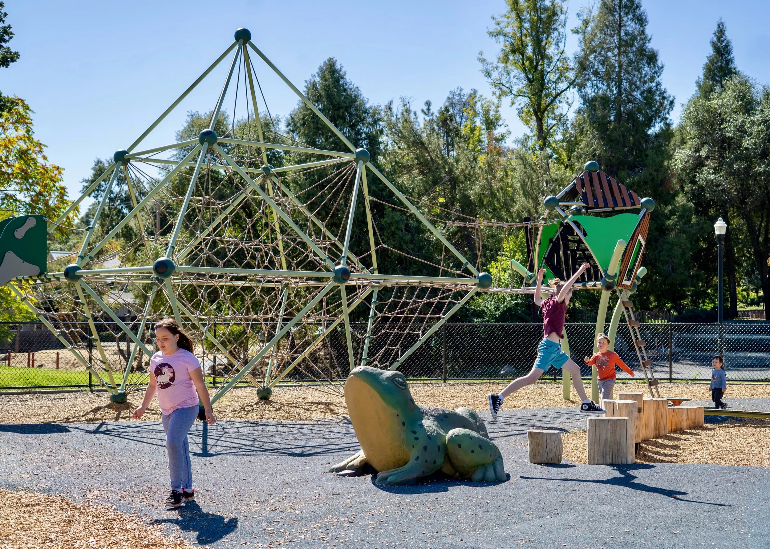 ☀️ Summer spotlight: Utica Park in Angels Camp!

This accessible playground has a play feature for everyone, musical instruments by Percussion Play, a climbing structure &amp; slide from Berliner, a 2-5 play area by Burke, a Frog mascot from ID Sculp