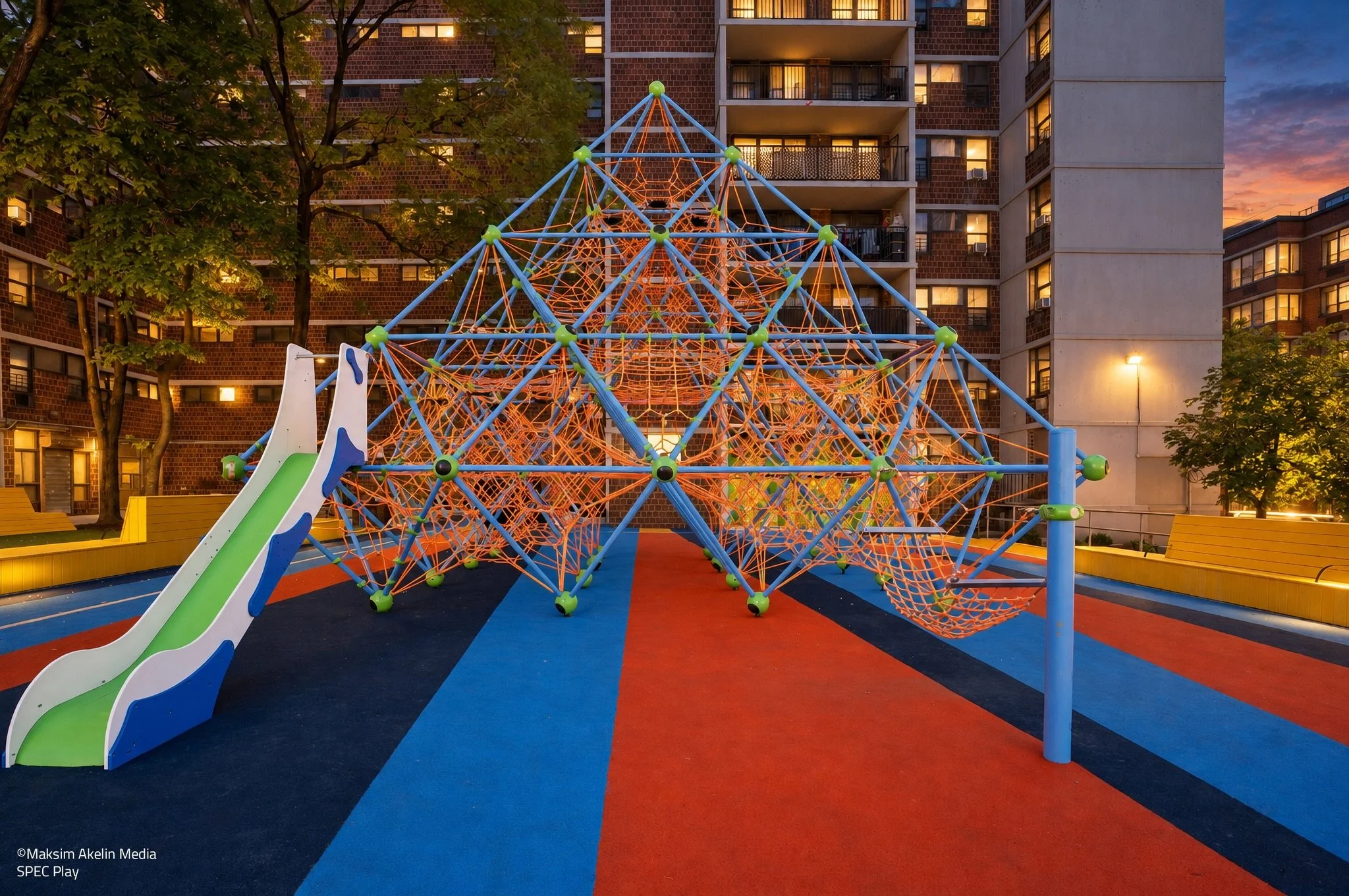 Harbor View Terrace Houses Working alongside Grain Collective, SPEC supplied the Berliner playground equipment at Harbor View Terrace Houses in Hell&rsquo;s Kitchen in New York City. In typical Grain Collective fashion, the goal was something fun, br
