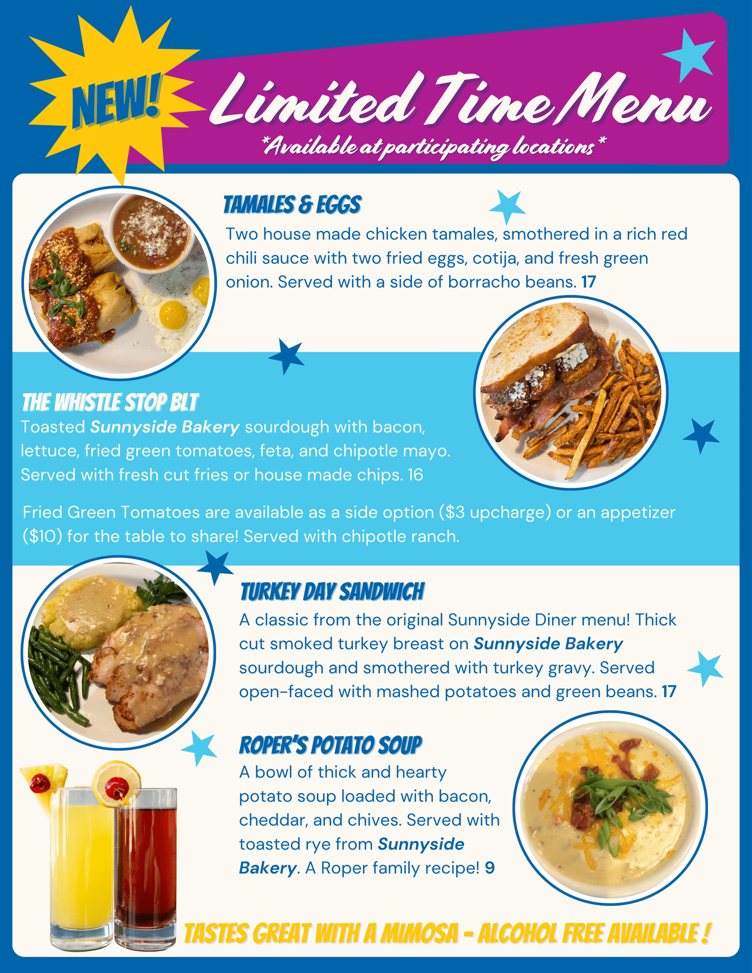 Limited Time Menu — Sunnyside Diner