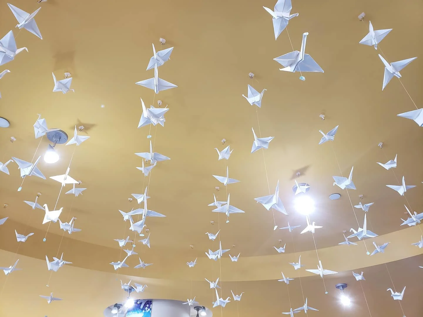 "Fly Free, My Friends. Miss You." -Montefiore Perioperative Department Nurse
A mini crane exhibition is hanging as a part of the Children's Hospital at Montefiore Healing Garden. Each crane contains a 6 word poem written by an employee or