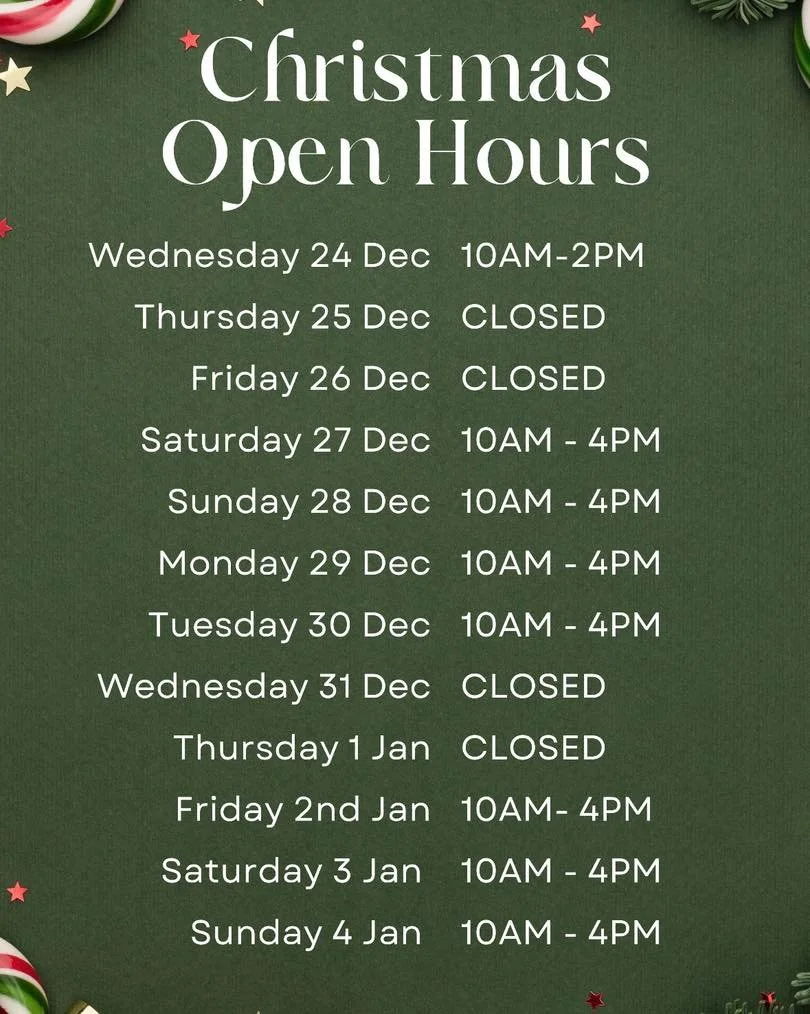 🎄 Holiday Opening Hours 🎄

We&rsquo;re slowing things down a little over the holidays but popping the doors open on these days for coffees, brunch &amp; festive catch-ups ☕️✨

Open:
27&ndash;30 Dec (10&ndash;4)
2&ndash;4 Jan (10&ndash;4)

Closed on