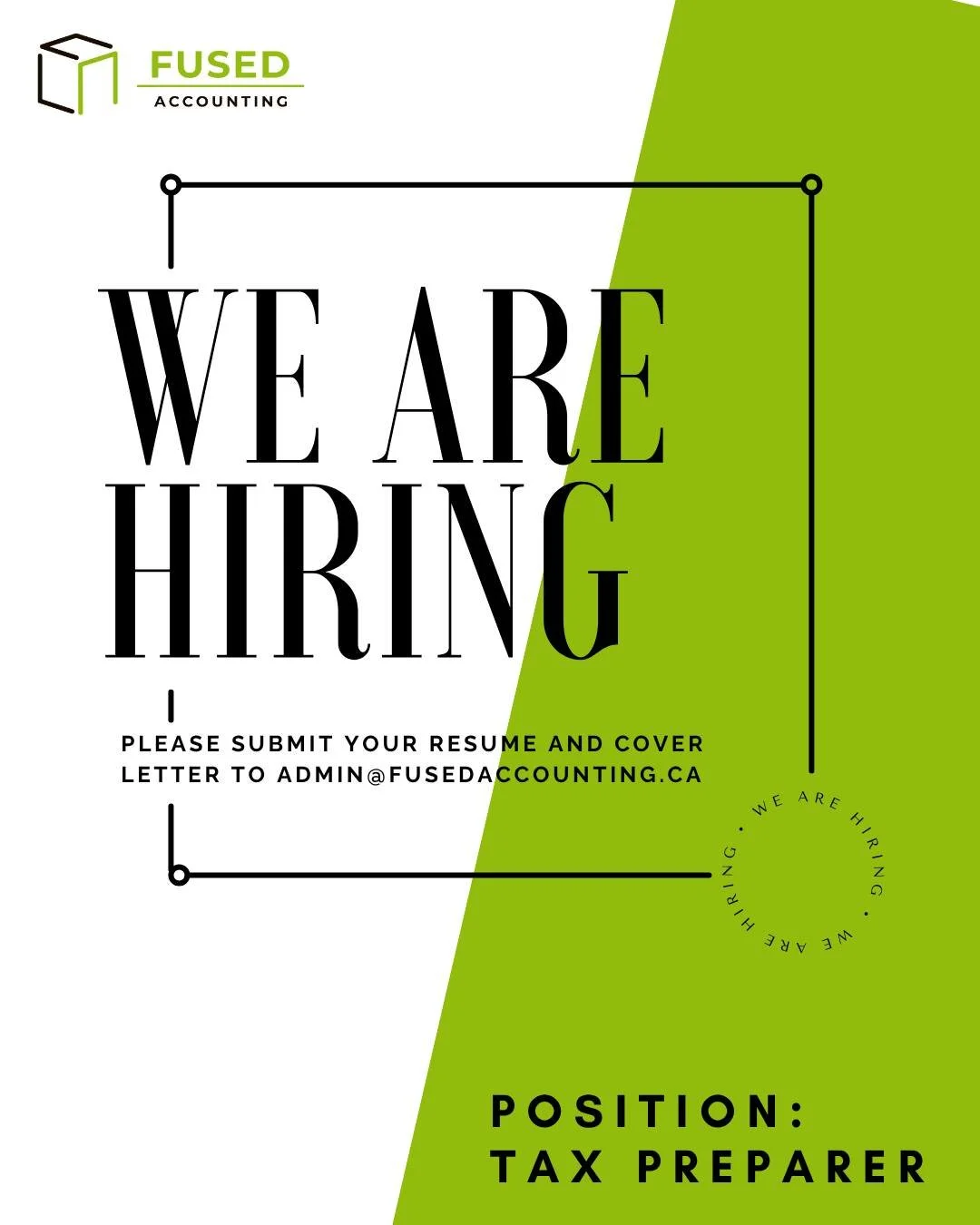 Fused Accounting Services is hiring for the position of a Tax Preparer!

Are you an experienced tax preparer who thrives on precision, structure, and delivering exceptional client service? Do you enjoy working in a process-driven environment where yo