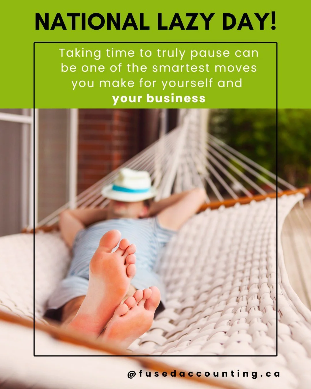 😴 Happy National Lazy Day! 🛋️

Today, we&rsquo;re celebrating the underrated art of doing nothing.
And no, it&rsquo;s not just an excuse to nap&mdash;taking time to truly pause can be one of the smartest moves you make for yourself and your busines