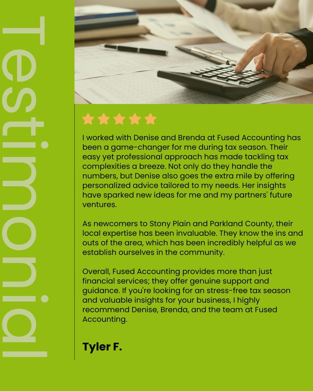 Client Testimonial Spotlight

At the heart of our work is your satisfaction &mdash; it's what drives us to deliver the best, every time.
We&rsquo;re truly grateful for your trust and feedback. Every comment helps us grow and serve you 
better. 

#str