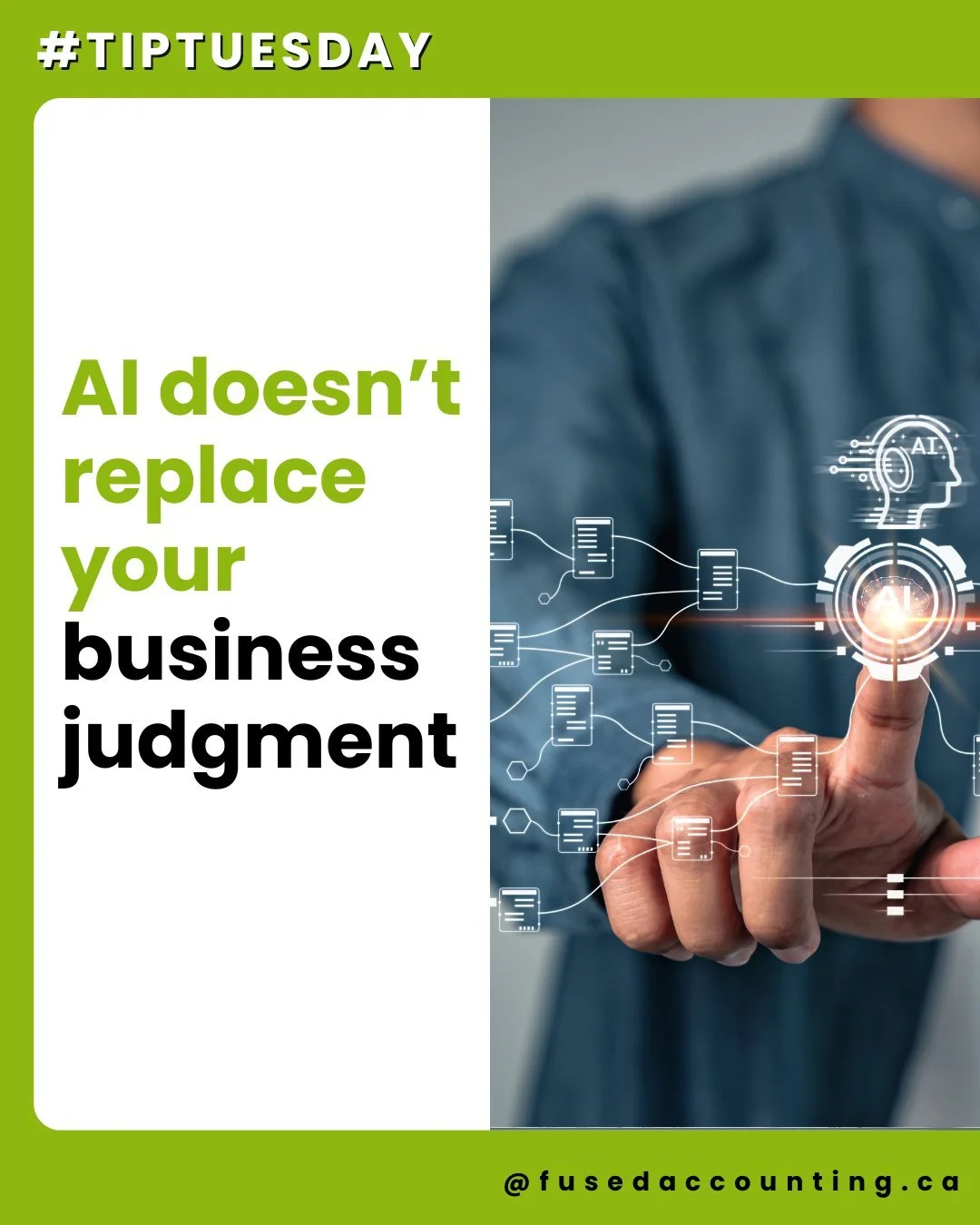 The efficiency of AI is only as strong as the decisions behind them.

#ArtificialIntelligence #BusinessIntelligence #AIAutomation #CriticalThinking #BusinessStrategy

#BusinessTools #FusedAccouting #Bookkeeping #Compliance