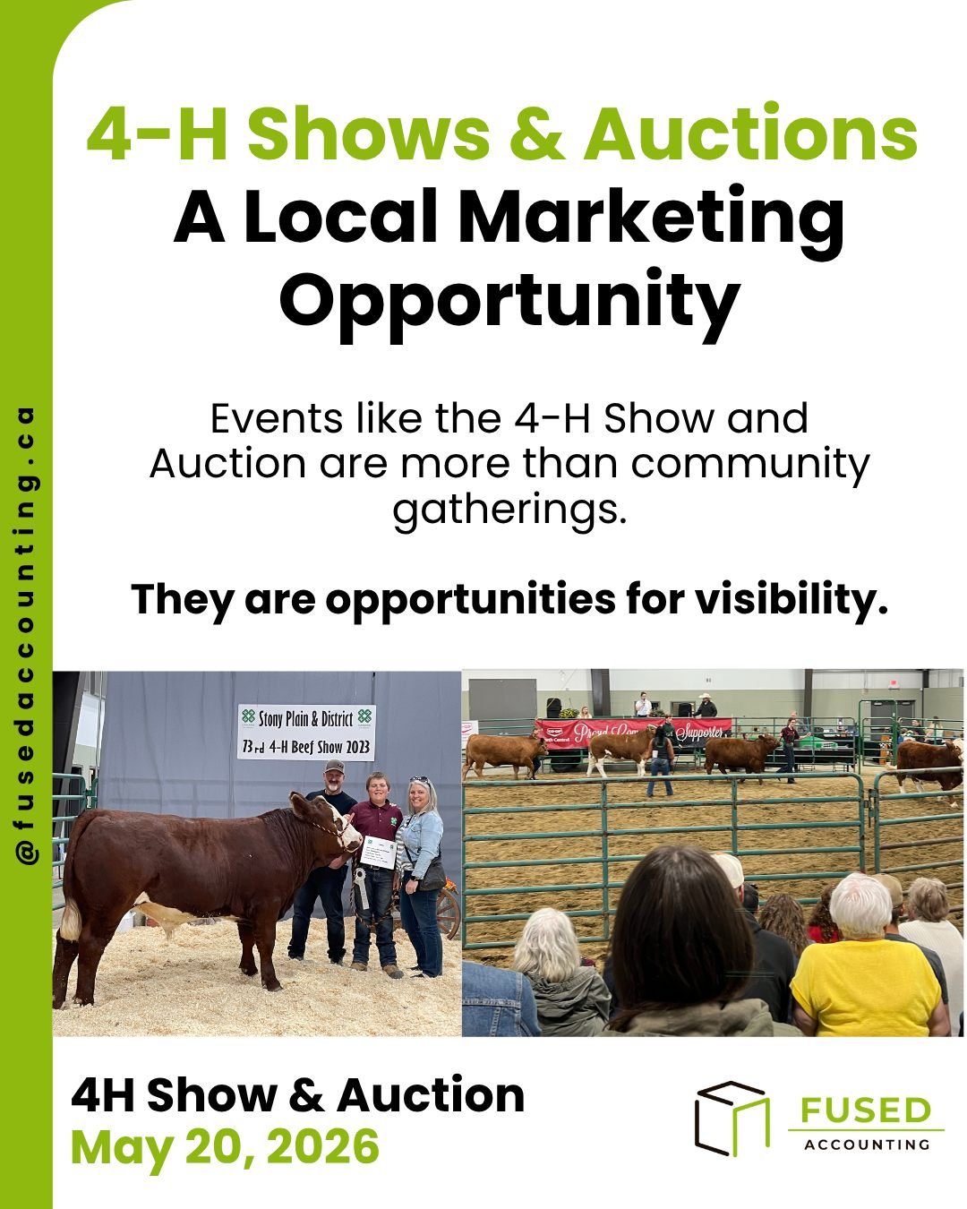 Events like the 4-H Show and Auction are more than community gatherings.

They are opportunities for visibility.

Local businesses can:
&bull; Sponsor participants
&bull; Attend and connect
&bull; Support local initiatives

These environments build f