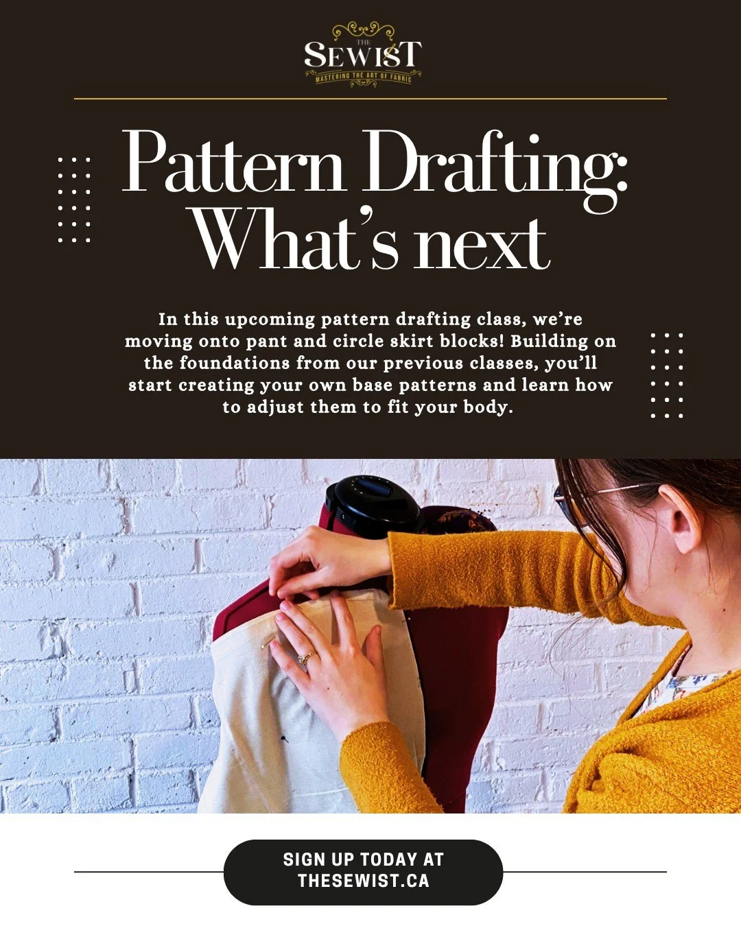 Pattern drafting is back April 9th! 🧵✨

Sign up online today or get in touch with us at TheSewist.ca!

 #uptownsaintjohn #SaintjohnNB #sewingworkshop