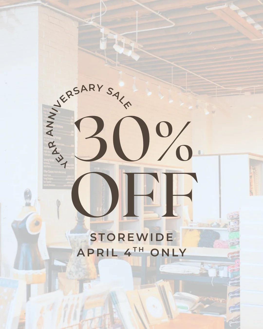 Don't forget to stop by the shop on Saturday, April 4th to get a chance to get anything in the shop 30% off! Celebrate a whole year of learning and creating with us at The Sewist 🤩🪡

 #fabricstore #Uptownsj #SaintjohnNB