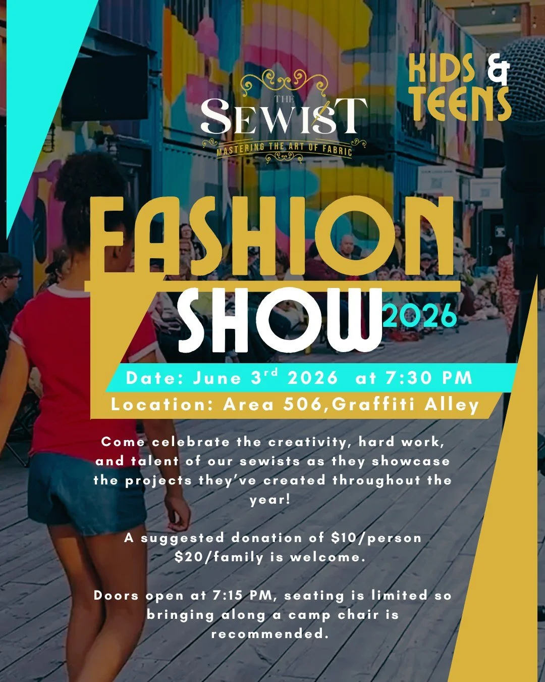 Our End of Year Fashion Show is almost here ✂️✨

Join us on June 3rd at 7 PM at AREA 506 Waterfront Container Village as our students take the runway and showcase everything they&rsquo;ve been working on this year- from first sewing projects to finis