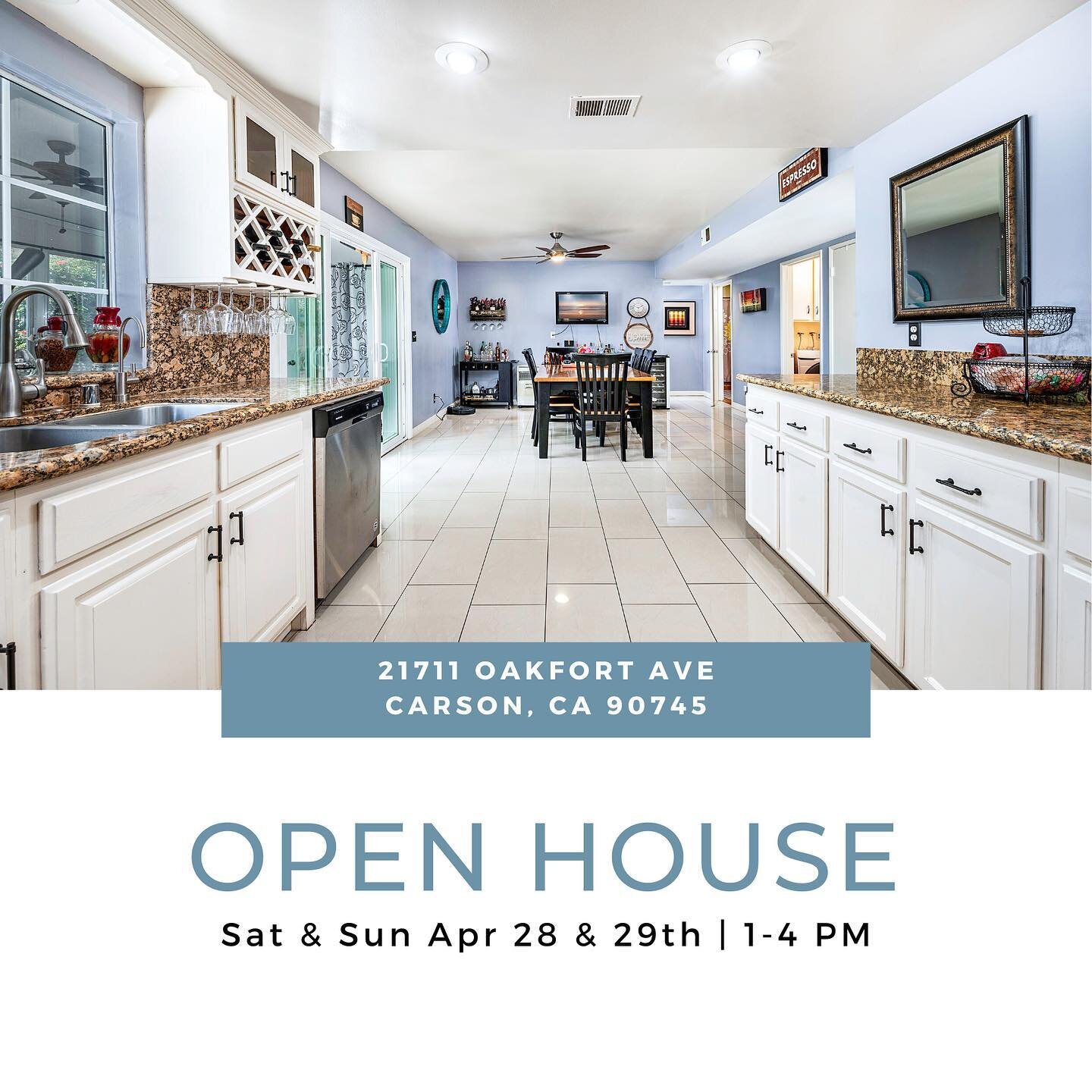 First Open House for our Oakfort  listing is this weekend! 1-4 PM both Saturday and Sunday. Hope to see you there 
&bull;
&bull;
&bull;
&bull;
#listings #openhouse #realestate #newlisting #kellerwilliams #kwpe #carson #longbeach #beautifulhomes #fami