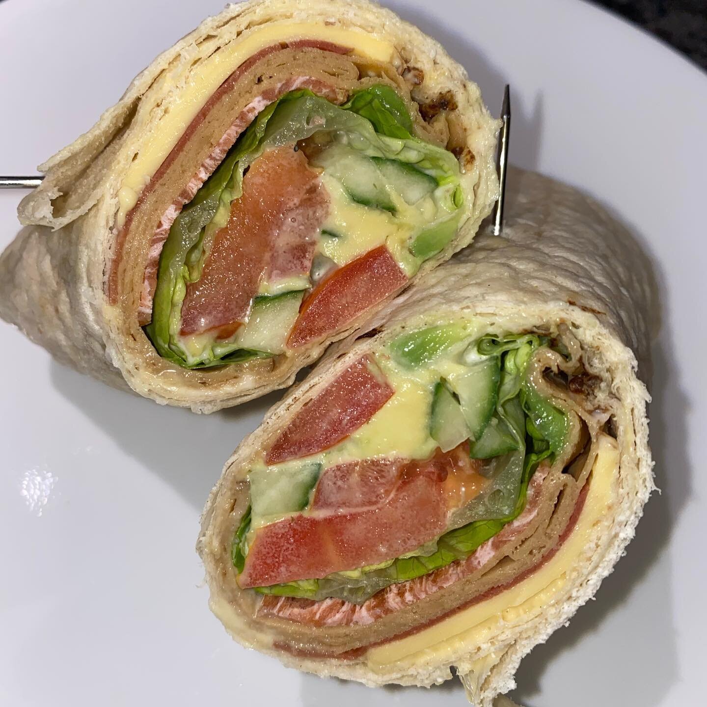 This wrap slapped! 🤤🔥🌱

&ldquo;It was so good that I didn&rsquo;t want it to finish,&rdquo; is what I heard once we were done eating. 🙌🏽🔥🌱🥑🥬🥒🫓

Ingredients, bottom-up:
Tortilla (burrito-sized)
@followyourheart mayo
Dijon mustard
@wholefood