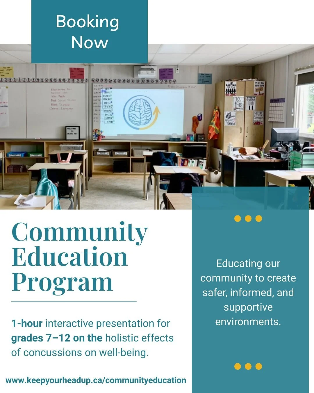 🧠 Concussions impact more than just the brain, they impact the whole person.

Our Community Education Program helps youth understand the holistic effects of concussions across the 4 areas of well-being:
💪 Physical &mdash; how our body feels
🧩 Ment