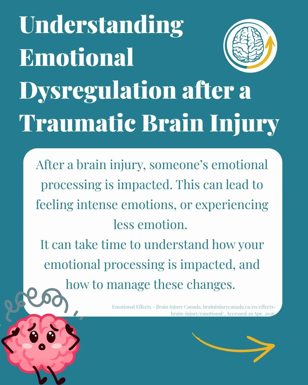 Understanding Emotional Dysregulation After a TBI 🧠💛

After a brain injury, emotional processing can change &mdash; leading to more intense emotions, sudden shifts, or sometimes feeling less than usual. This is a real part of recovery, and it takes