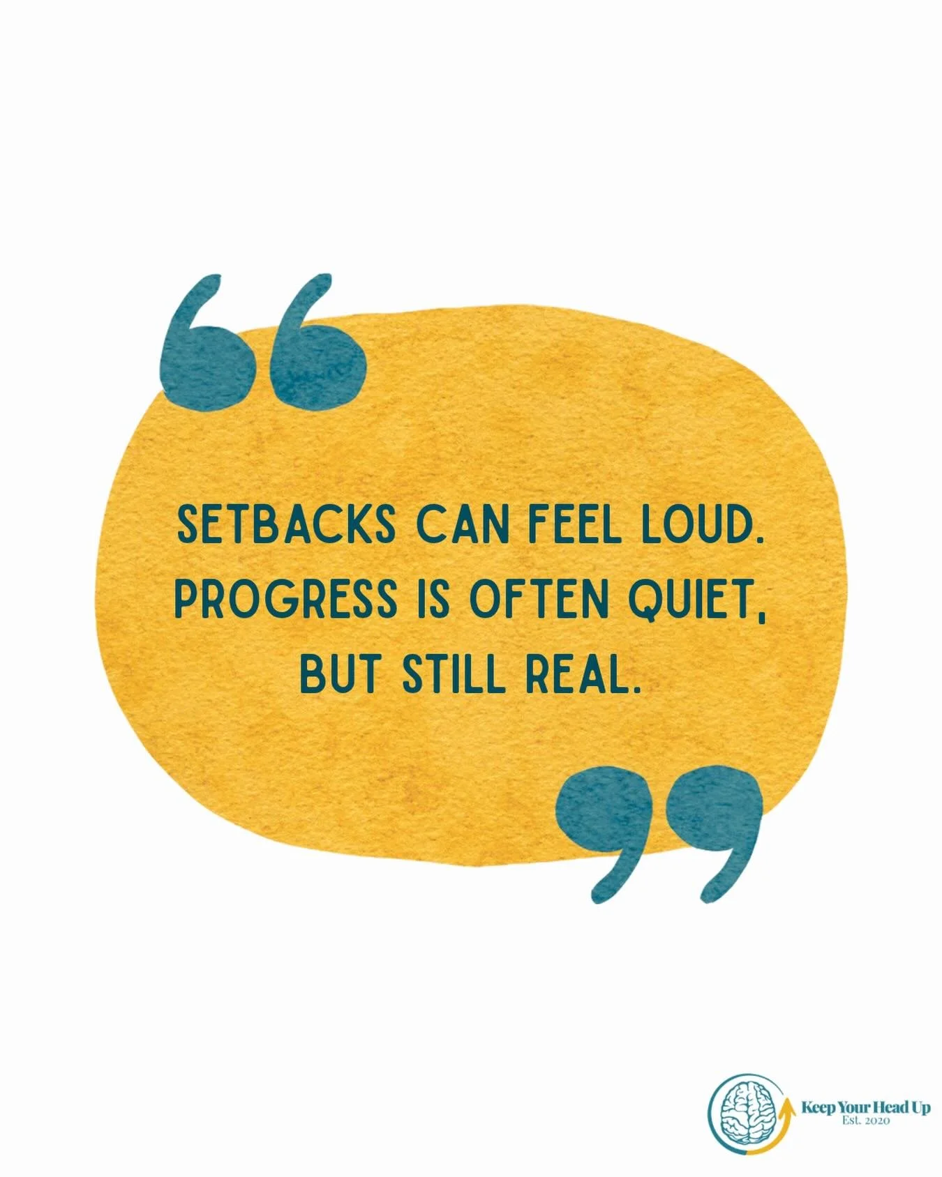 Setbacks can feel loud.
Progress is often quiet &mdash; but that doesn&rsquo;t make it any less real. 💙

Healing can look like resting when you need to, asking for support, or simply making it through the day. Small steps still count.

#KeepYourHead