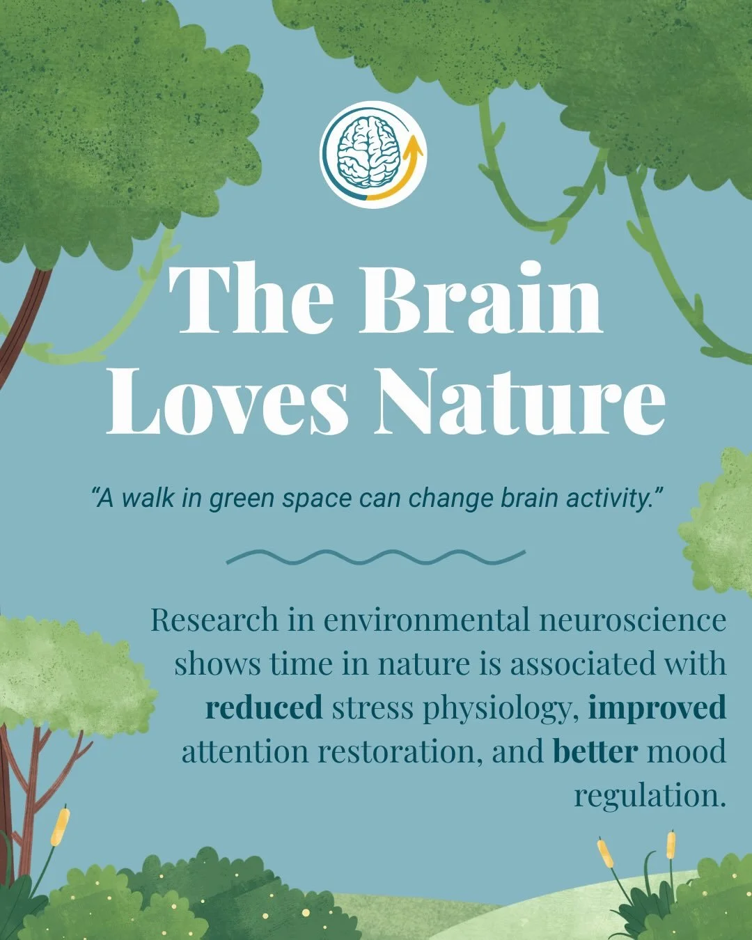 🌿 Your brain loves nature! 🧠

Spending even a few minutes outdoors can support stress reduction, attention, and mood. Whether it&rsquo;s a slow walk, sitting in the shade, or simply stepping outside, small moments in nature count. 💚

What&rsquo;s 