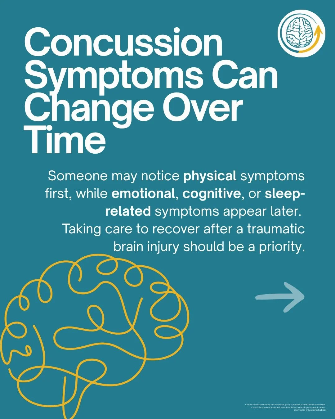 Concussion symptoms can change over time. 🧠

Recovery doesn&rsquo;t always follow a predictable path. Physical, cognitive, emotional, and sleep-related symptoms may appear or improve at different times.

Pay attention to changes, give yourself time 