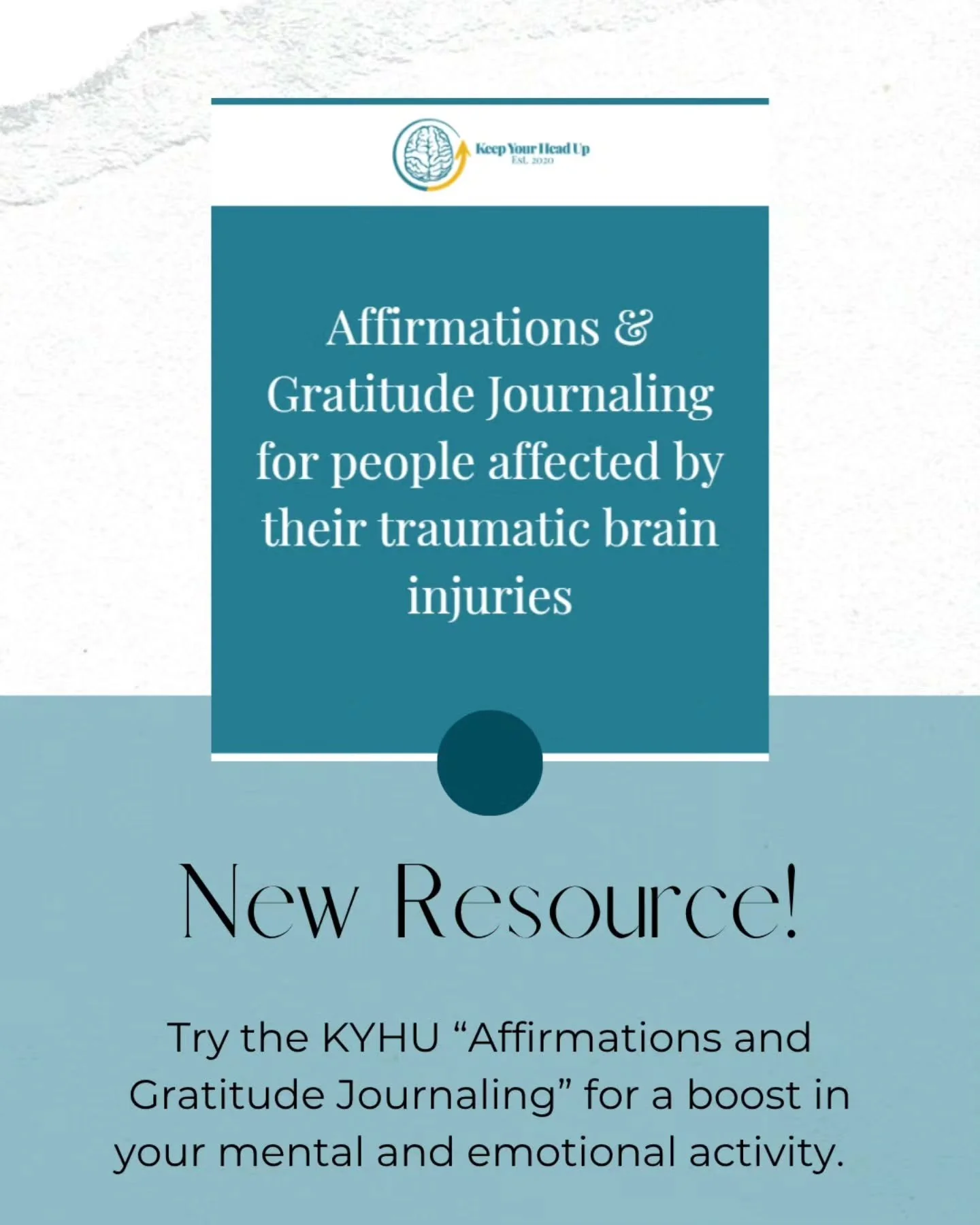 Introducing Affirmations &amp; Gratitude Journaling!

A new resource created for people affected by their traumatic brain injury (TBI)!

Journaling encourages you to slow down, reflect, and take notice of yourself in your journey.

It&rsquo;s a simpl