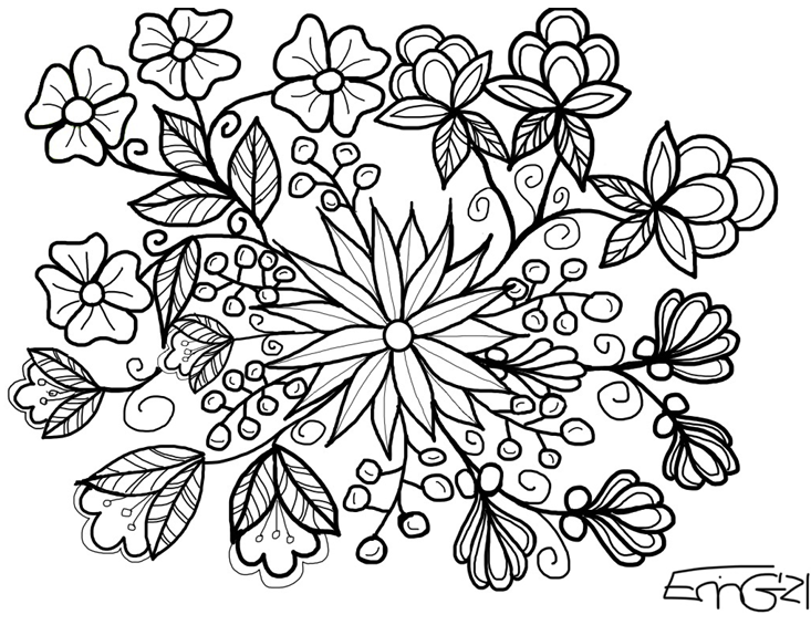 Abstract Flowers Colouring Page (Erin G.)