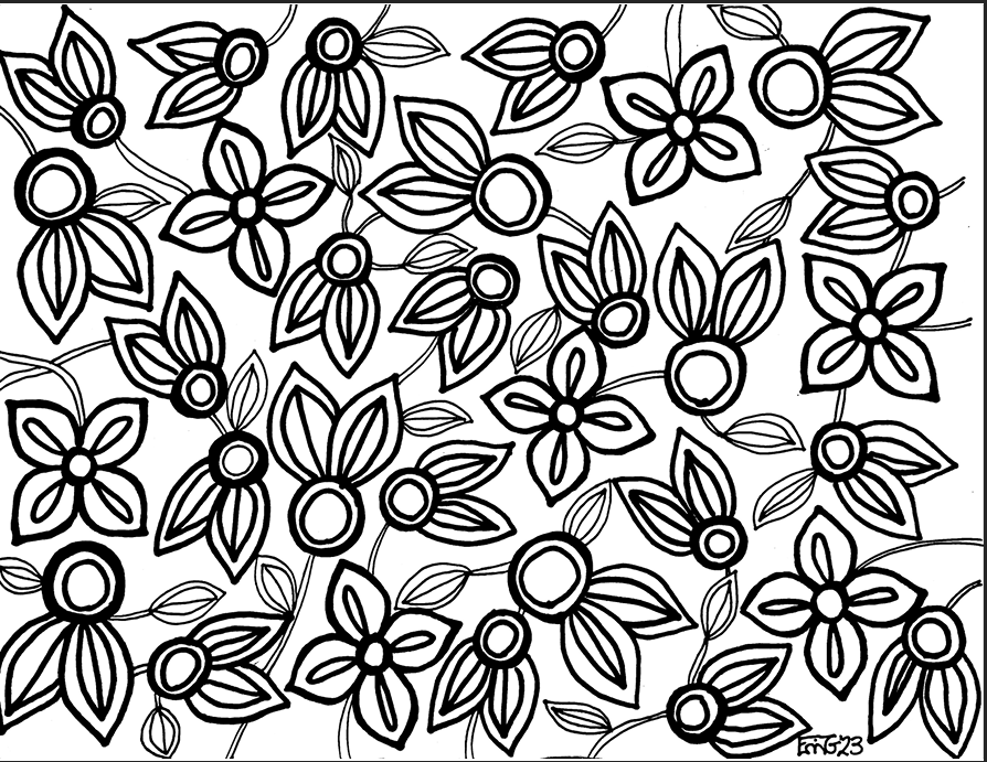 Abstract Small Flowers Colouring Page (Erin G.)