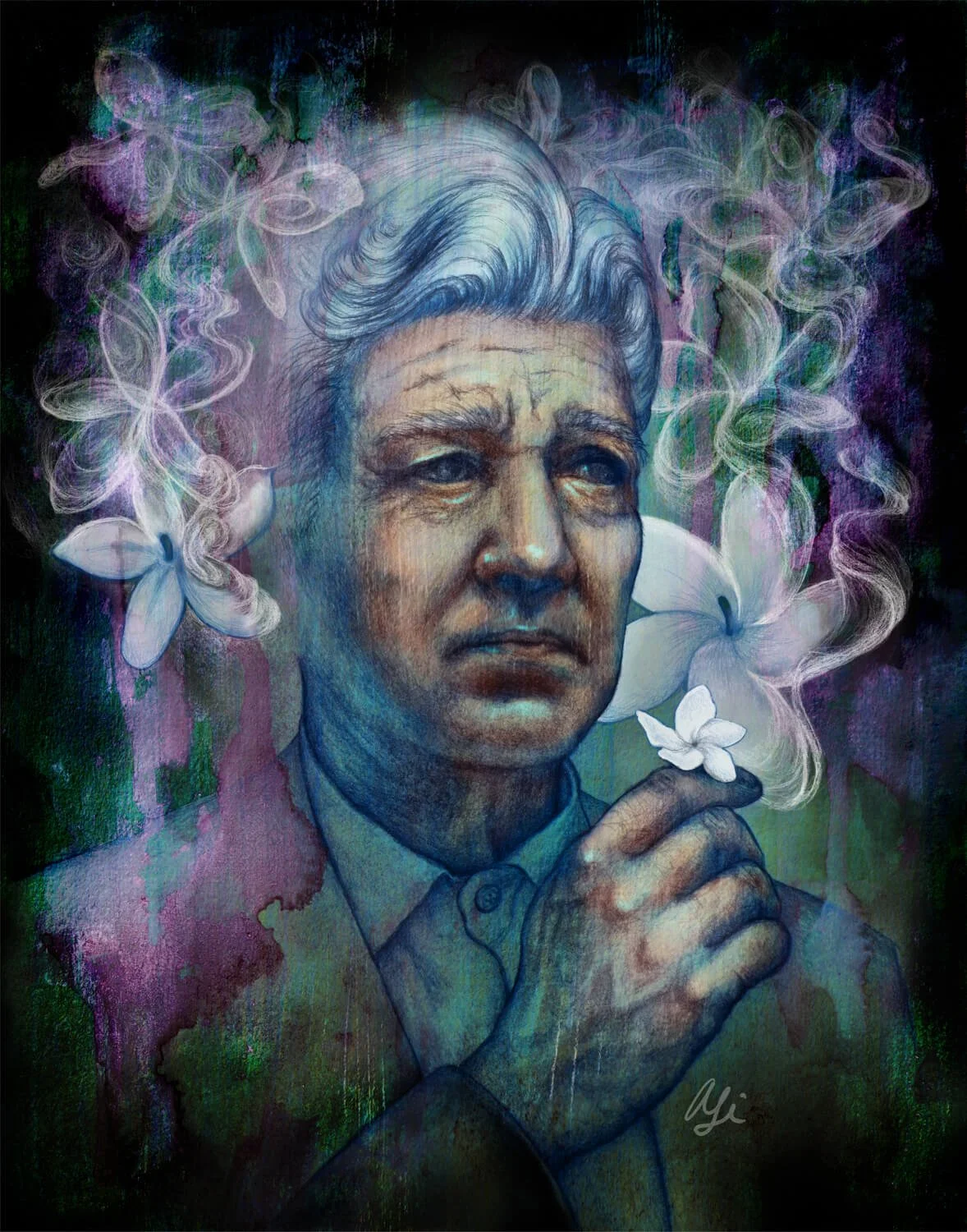 "Night Blooming Jasmine" portrait of David Lynch, for CTN Studio