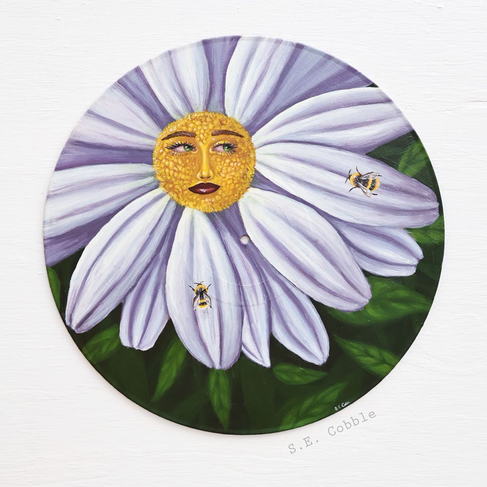 "Garden Life". 2024. Acrylic on Vinyl Record. 12"