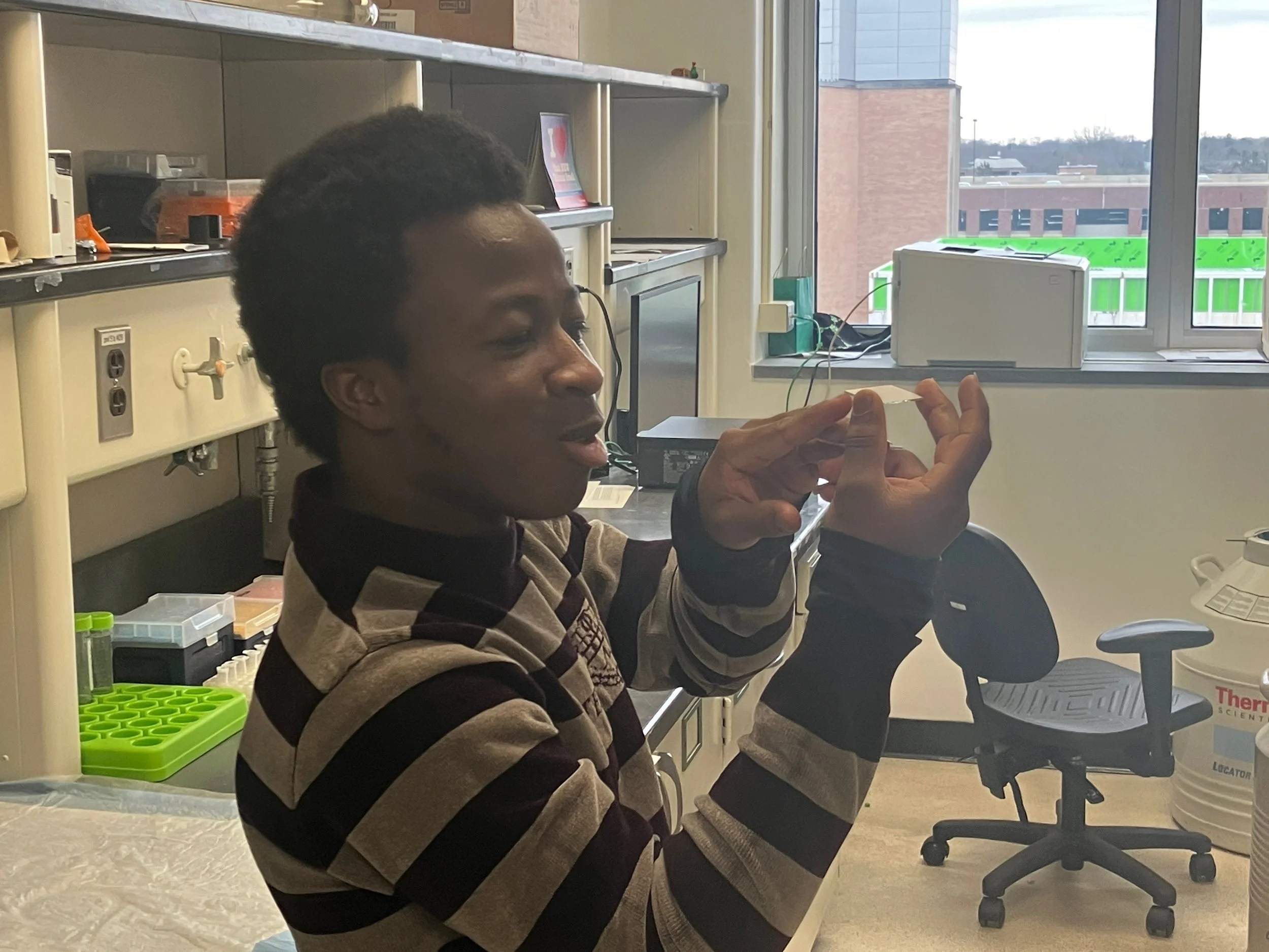 Godfred getting deep into some thin layer chromatography