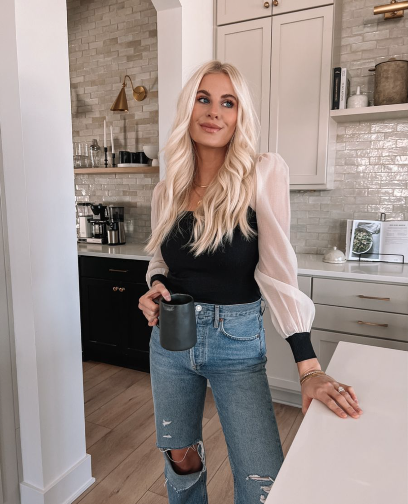 Black and White Blouse